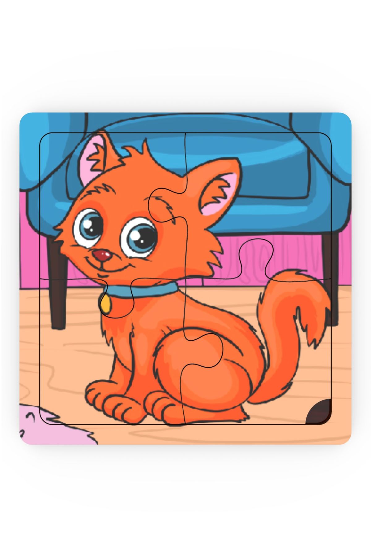 Minıq Toys Ahşap Saskin Kedi Mini Puzzle (4 Parca)