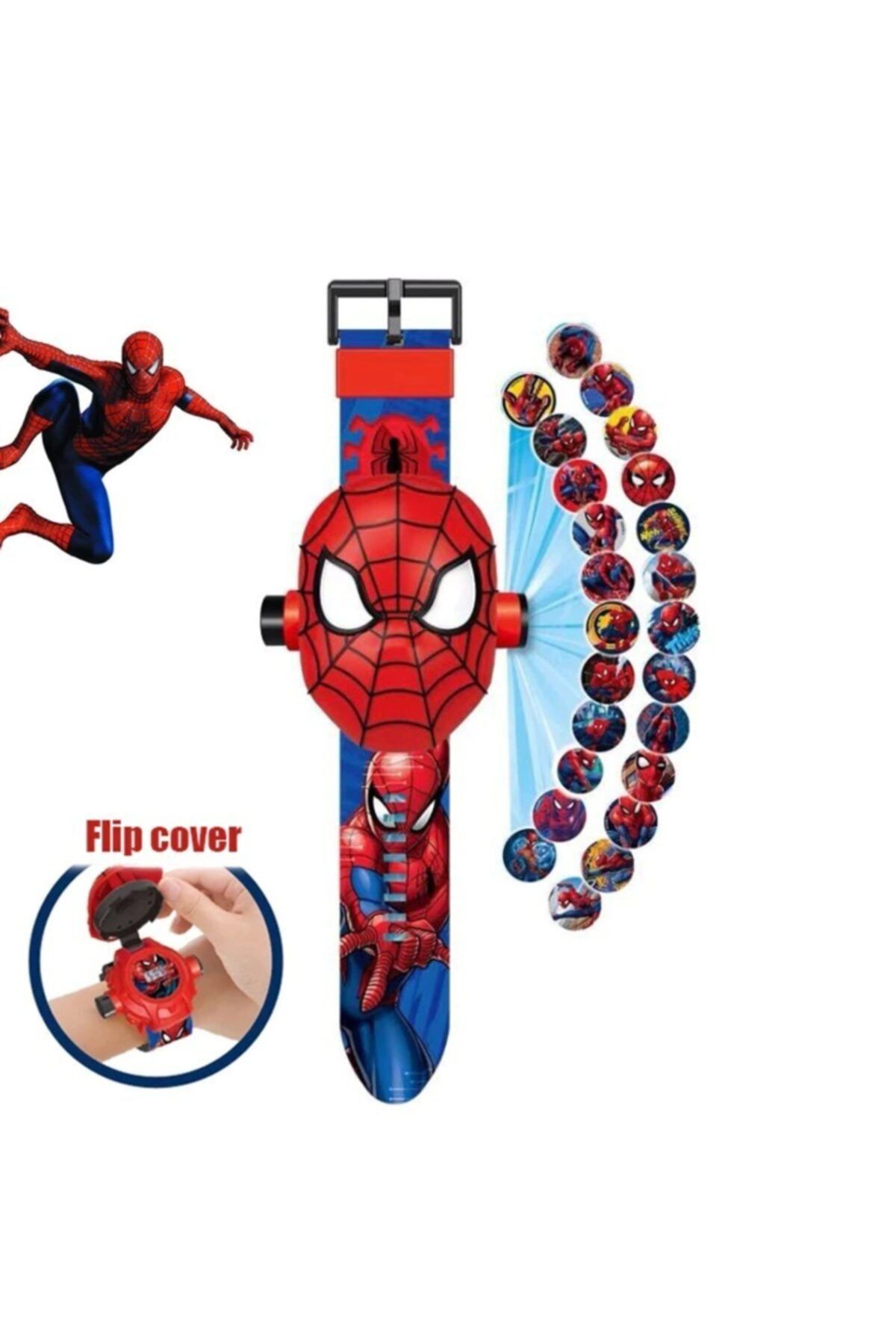 Çocuk Spiderman Figürlü Projeksiyonlu Dijital Kol Saati