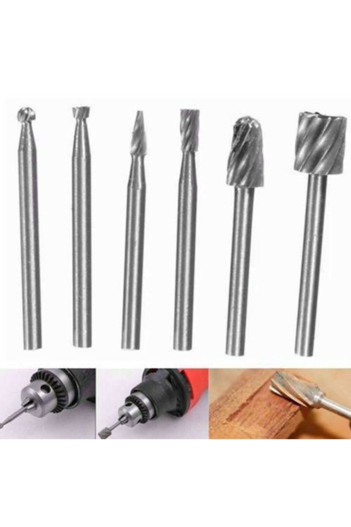 6 Parça Ahşap Tahta Oyma Delik Açma Şekillendirici Hobi Seti Dremel Için
