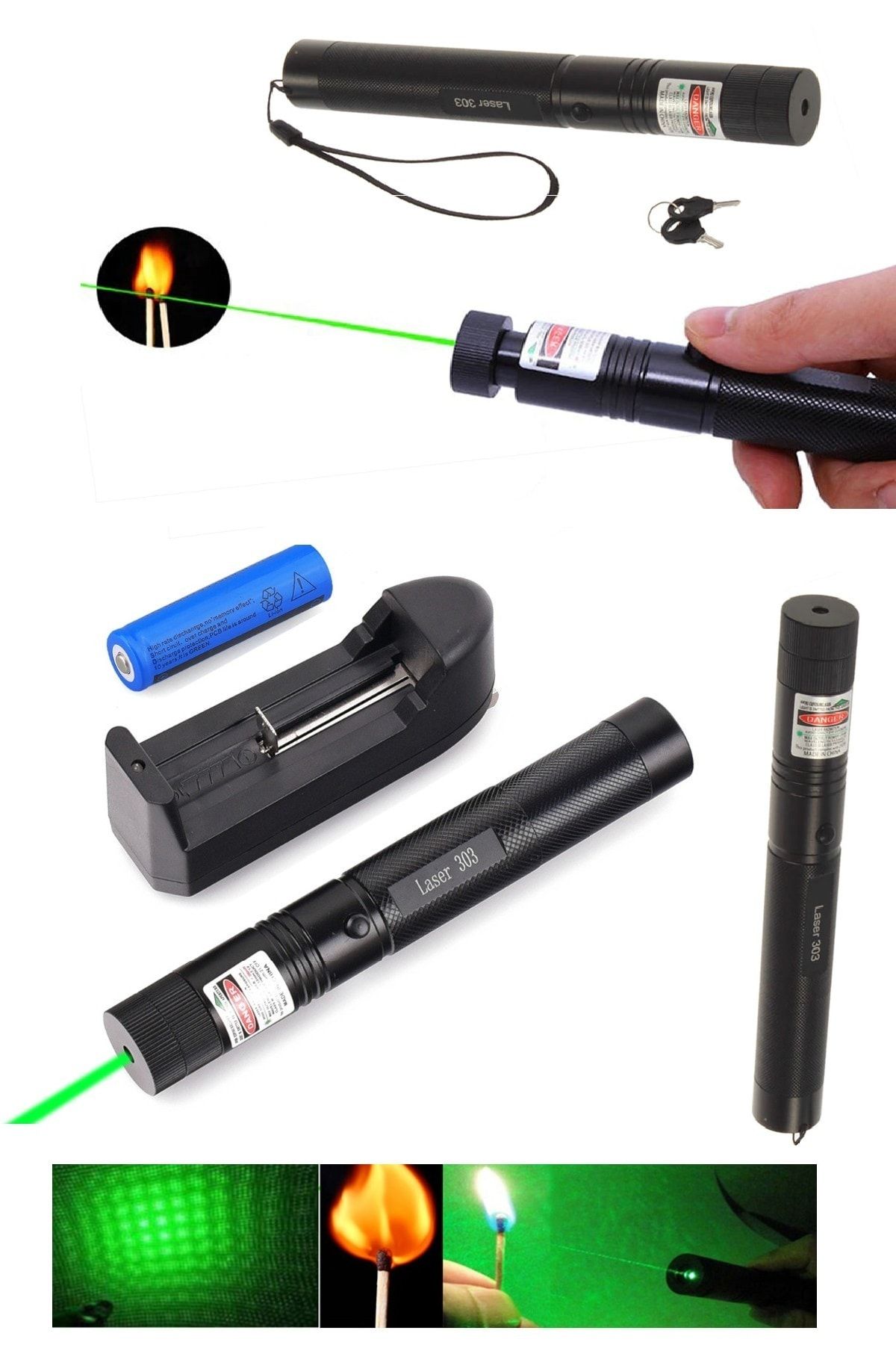 Calido Şarjlı Turbo Yeşil Lazer Pointer Kibrit Yakabilen 15000 Mv Güç