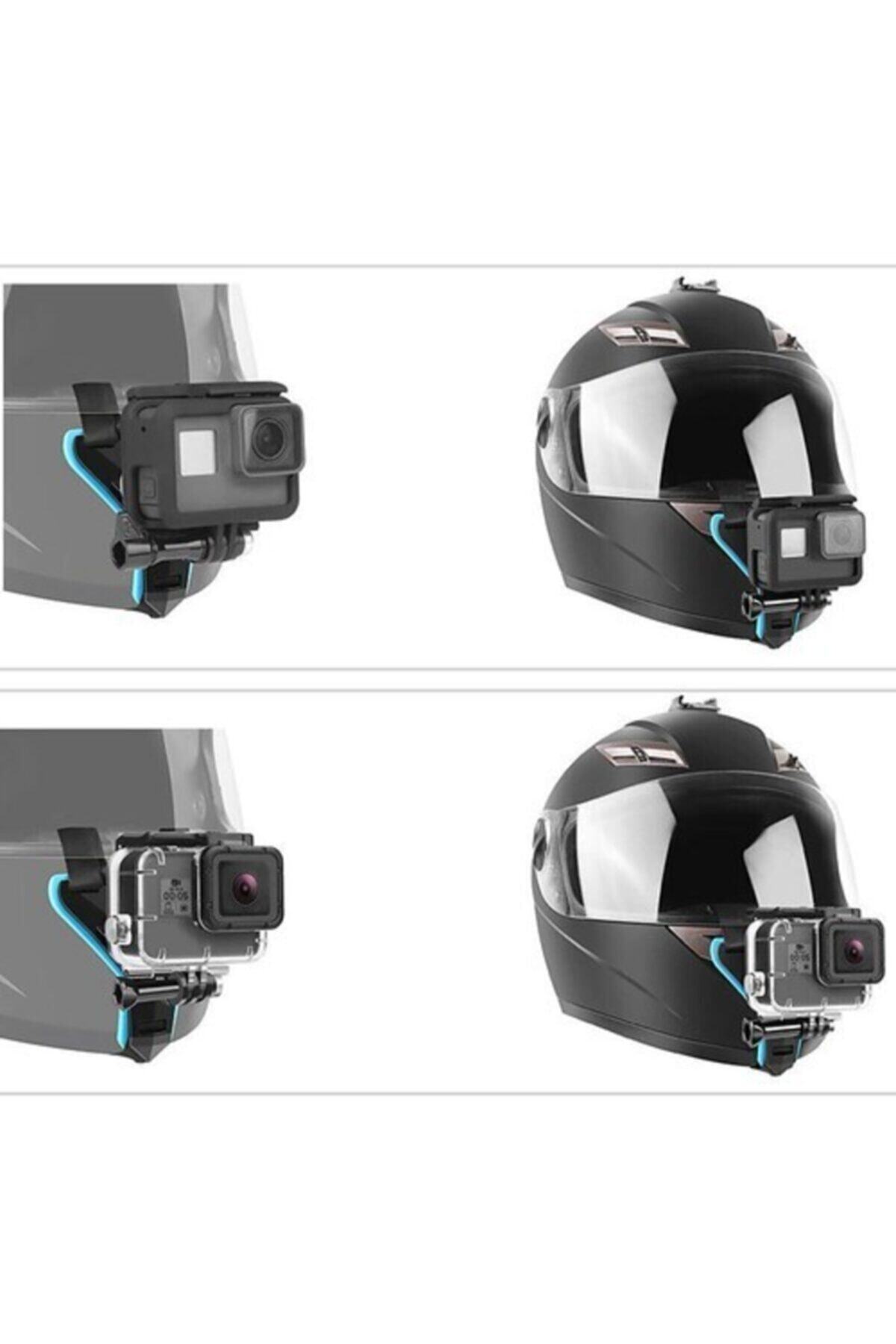 Aksiyon Kamera Kask Alt Çene Bağlantı Aparatı Gopro Eken Sjcam Aee Uyumlu Gp523 Mavi