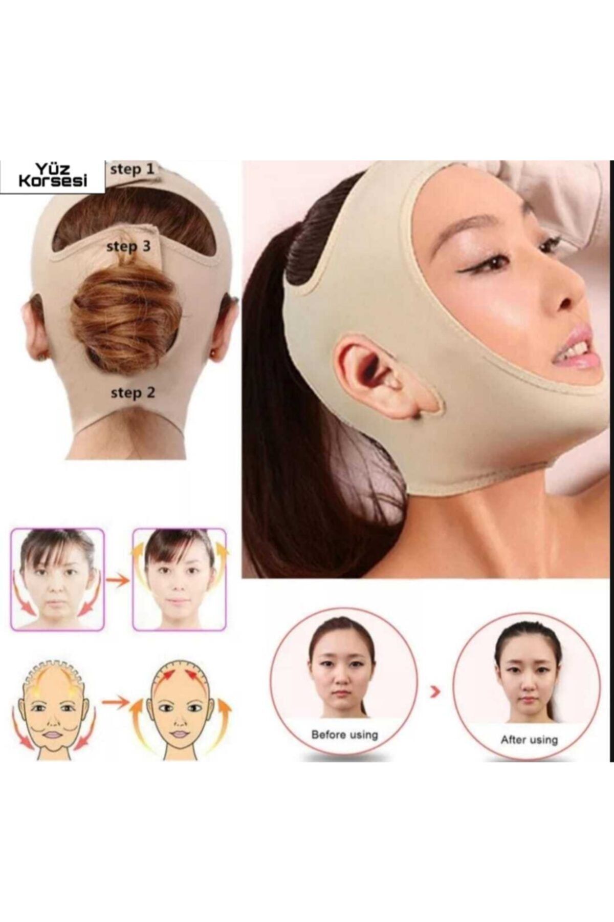 Yüz Korsesi - Çene Gıdı Gıdık Toplayıcı - Çene Boyun Bandı - Yüz Liposuction