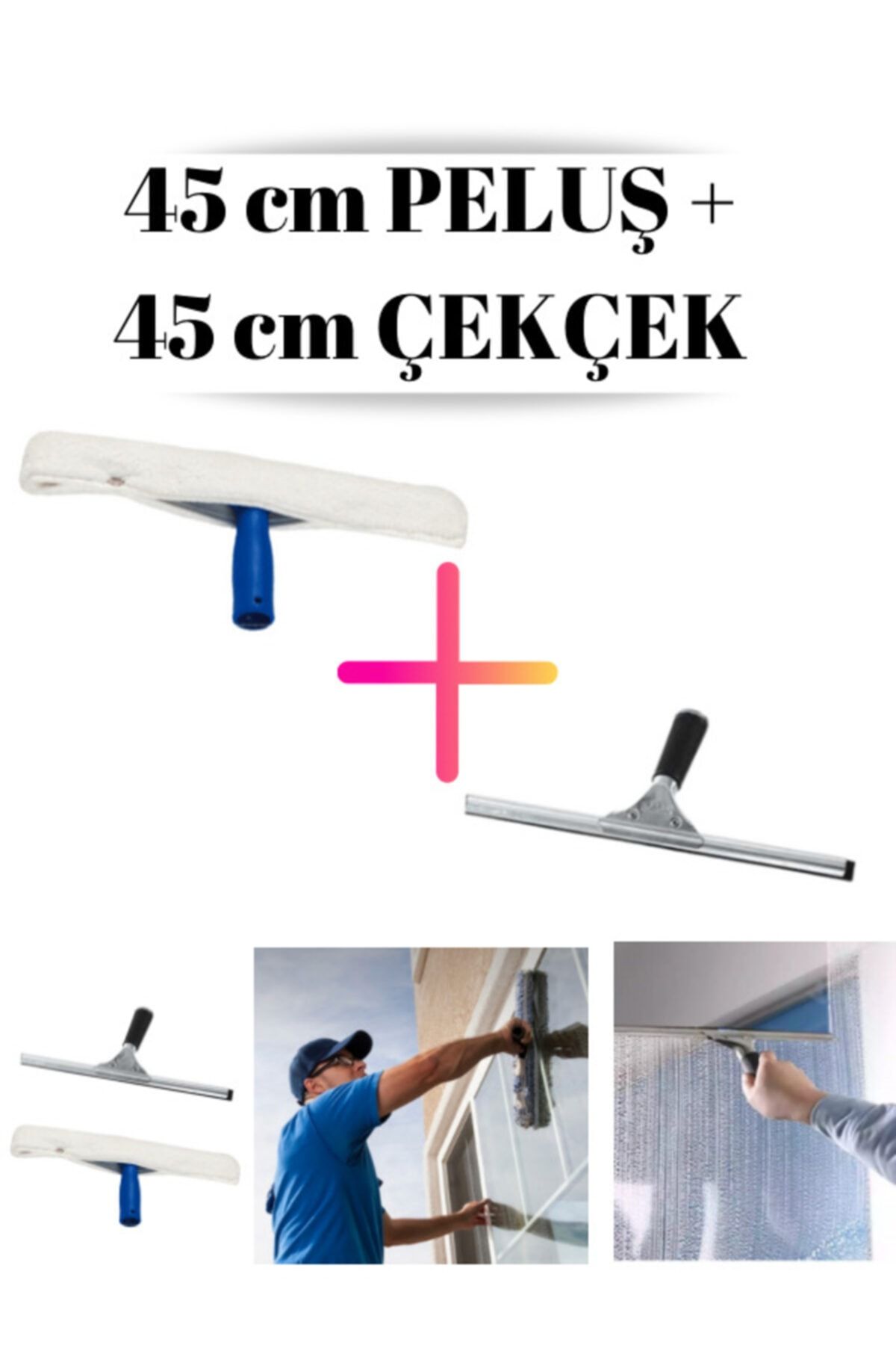 2'li Set Cam Silecek Kauçuk Cam Silici 45cm + 45 cm Cam Peluş Çekçek