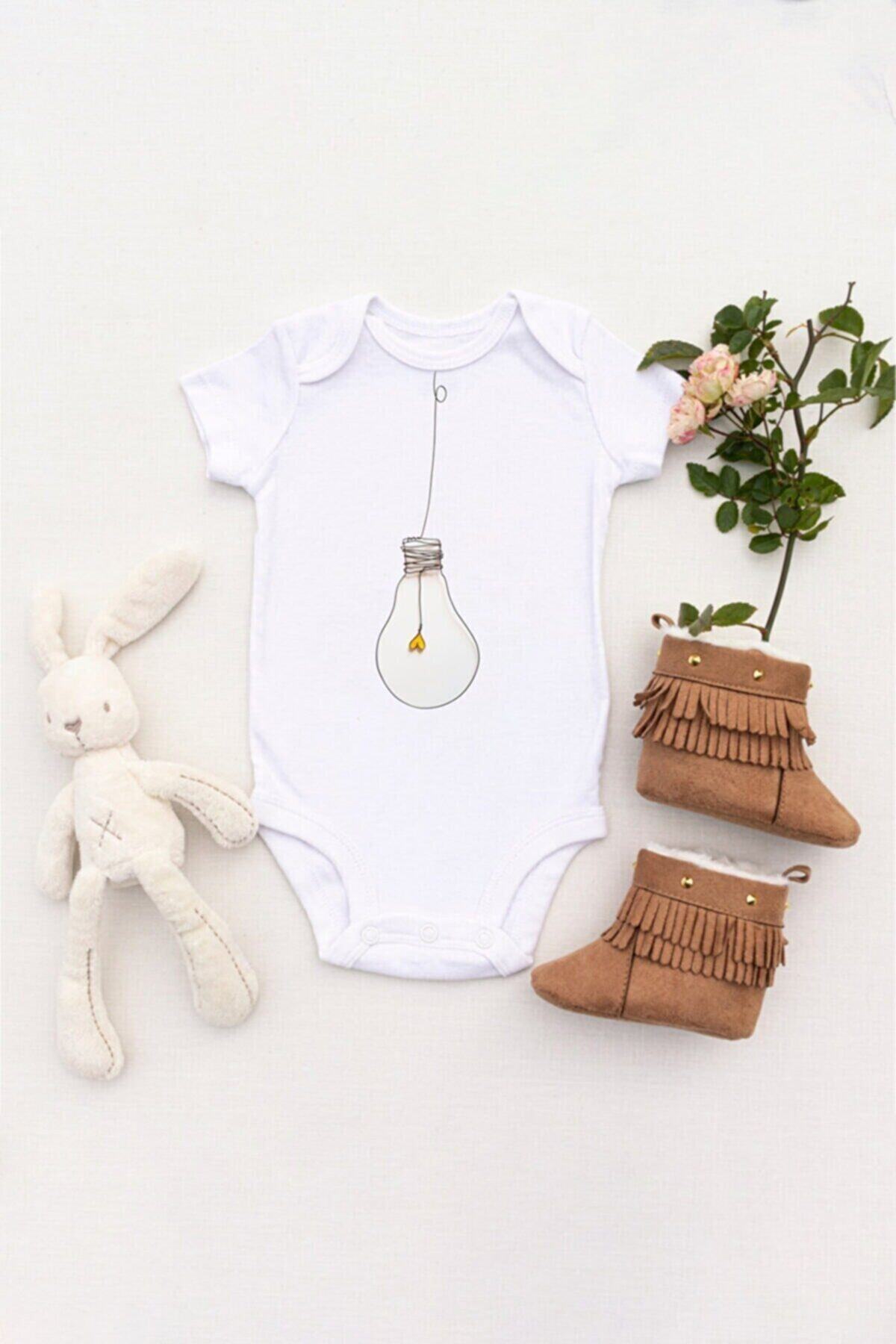 Unisex Bebek Kalpli Ampul Baskılı Body Zıbın