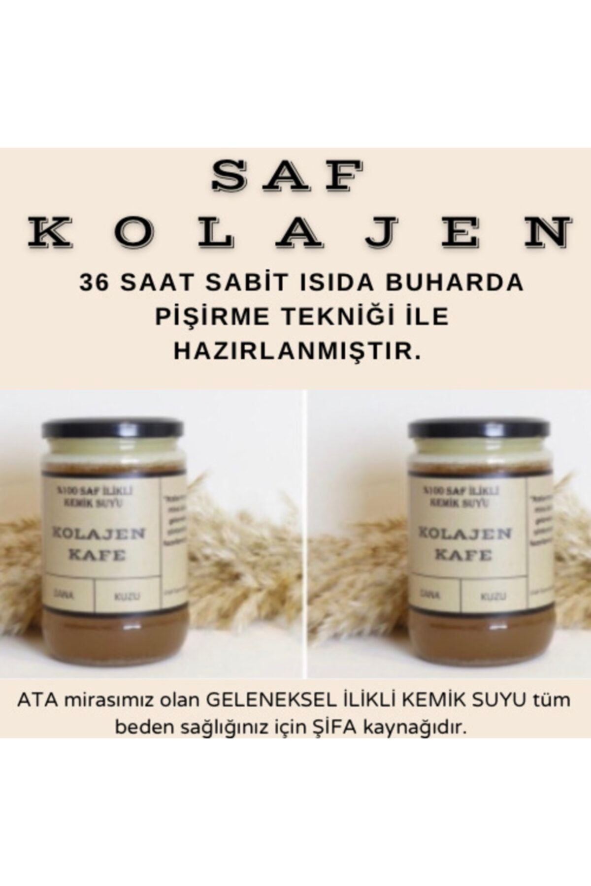 %100 Saf Kolajen Dana Ilikli Kemik Suyu / Jeli - 2 Adet 660 ml