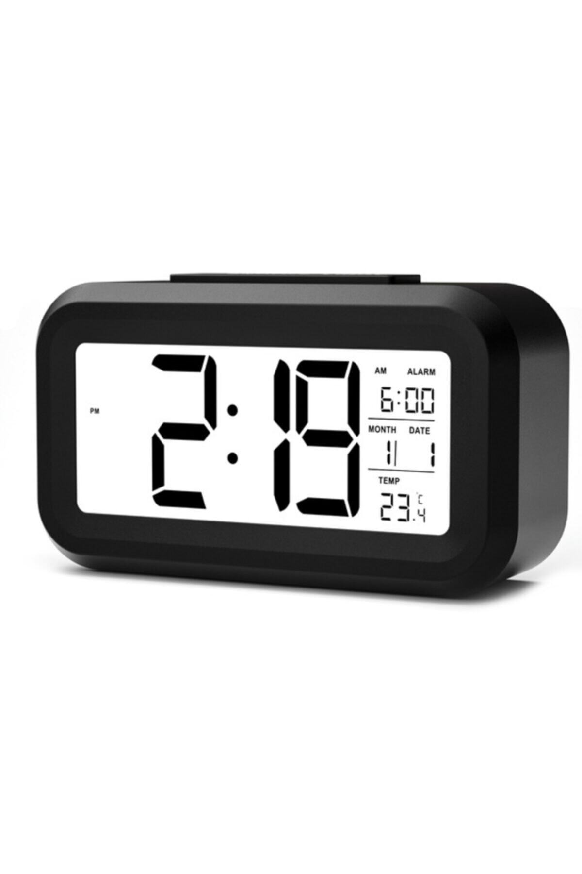 Lcd Işıklı Sensörlü Termometreli Alarmlı Dijital Masa Saati Pil