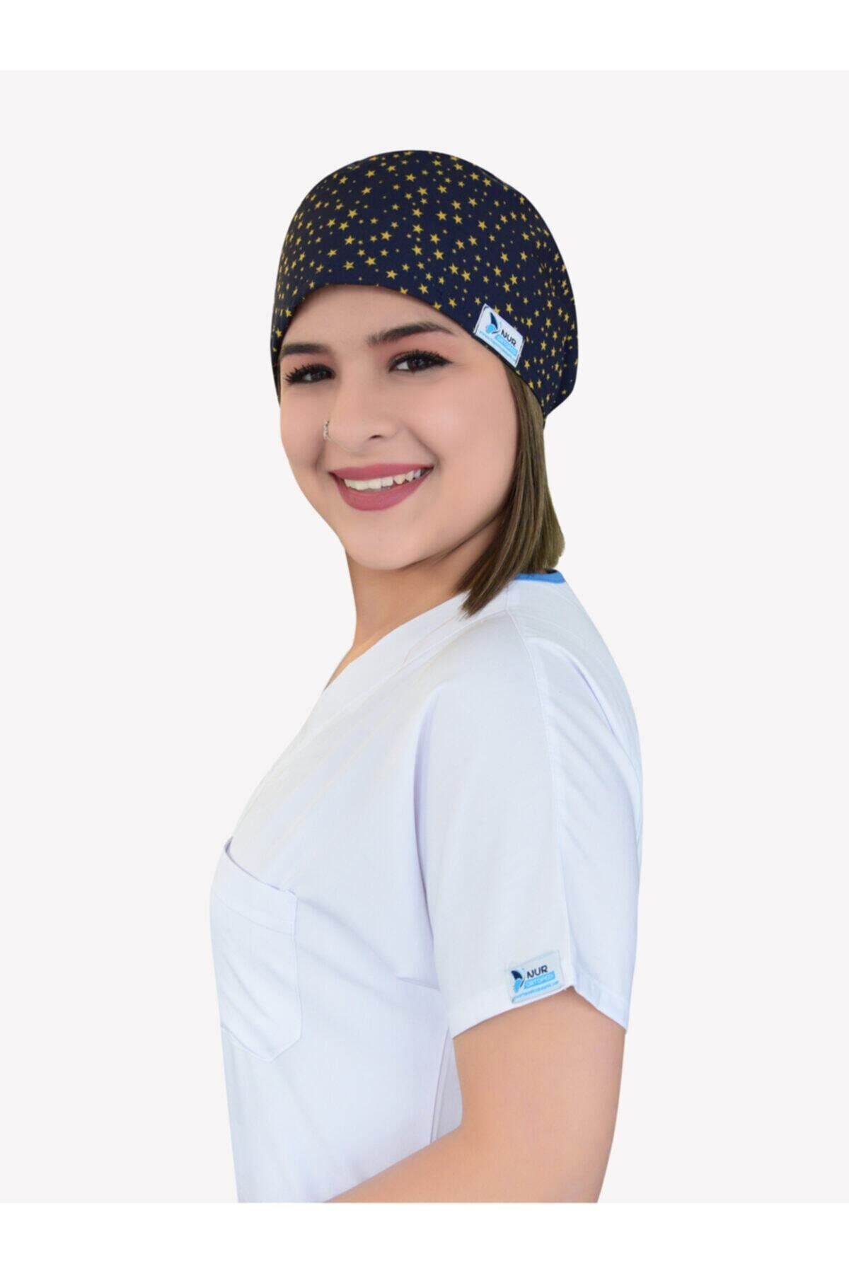 Yıldız Desenli Doktor Hemşire Aşçı Hastane Bonesi