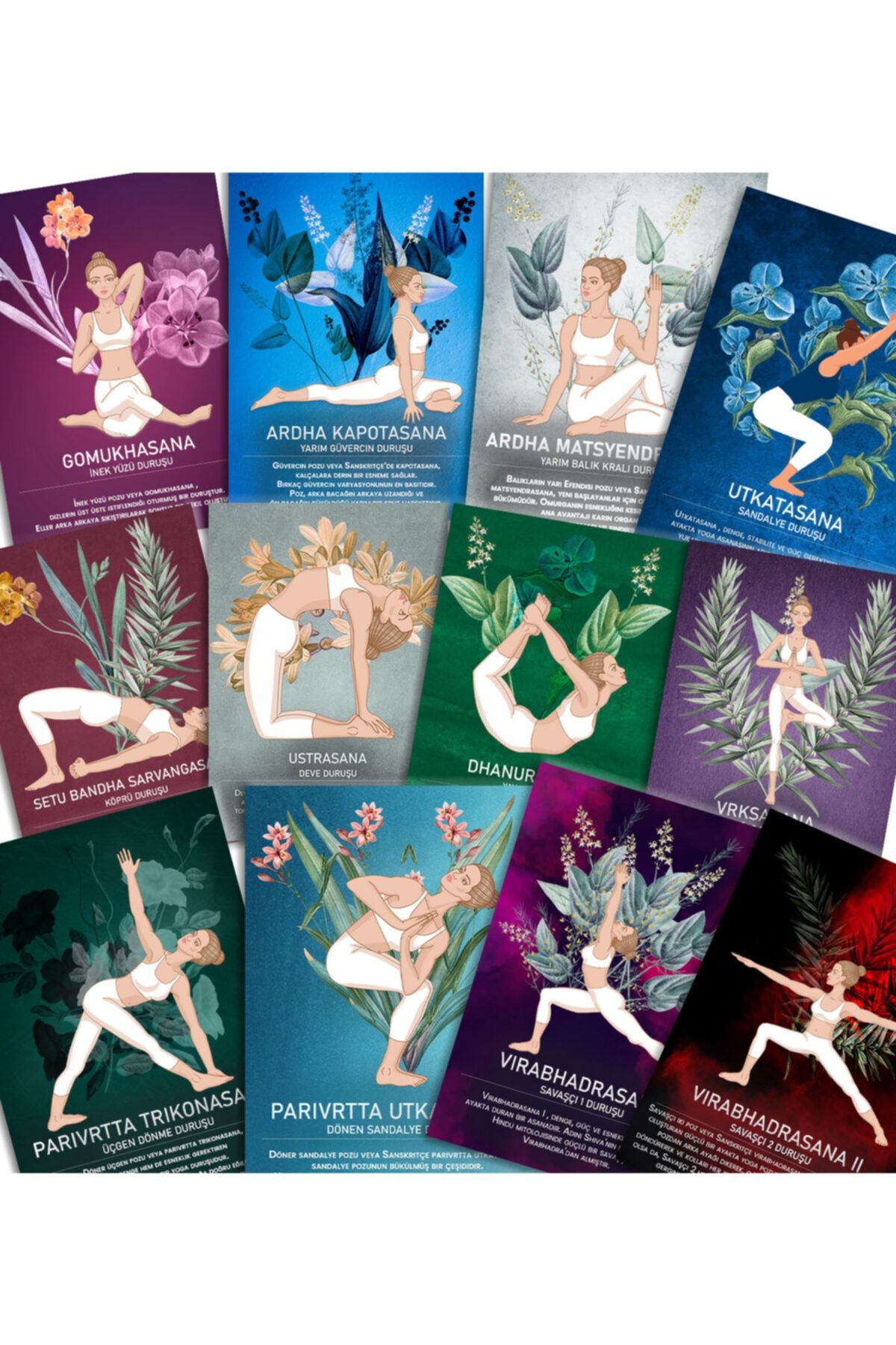 80 Yoga Kartları Destesi Diş Doğal Taş Hediyesi Ile