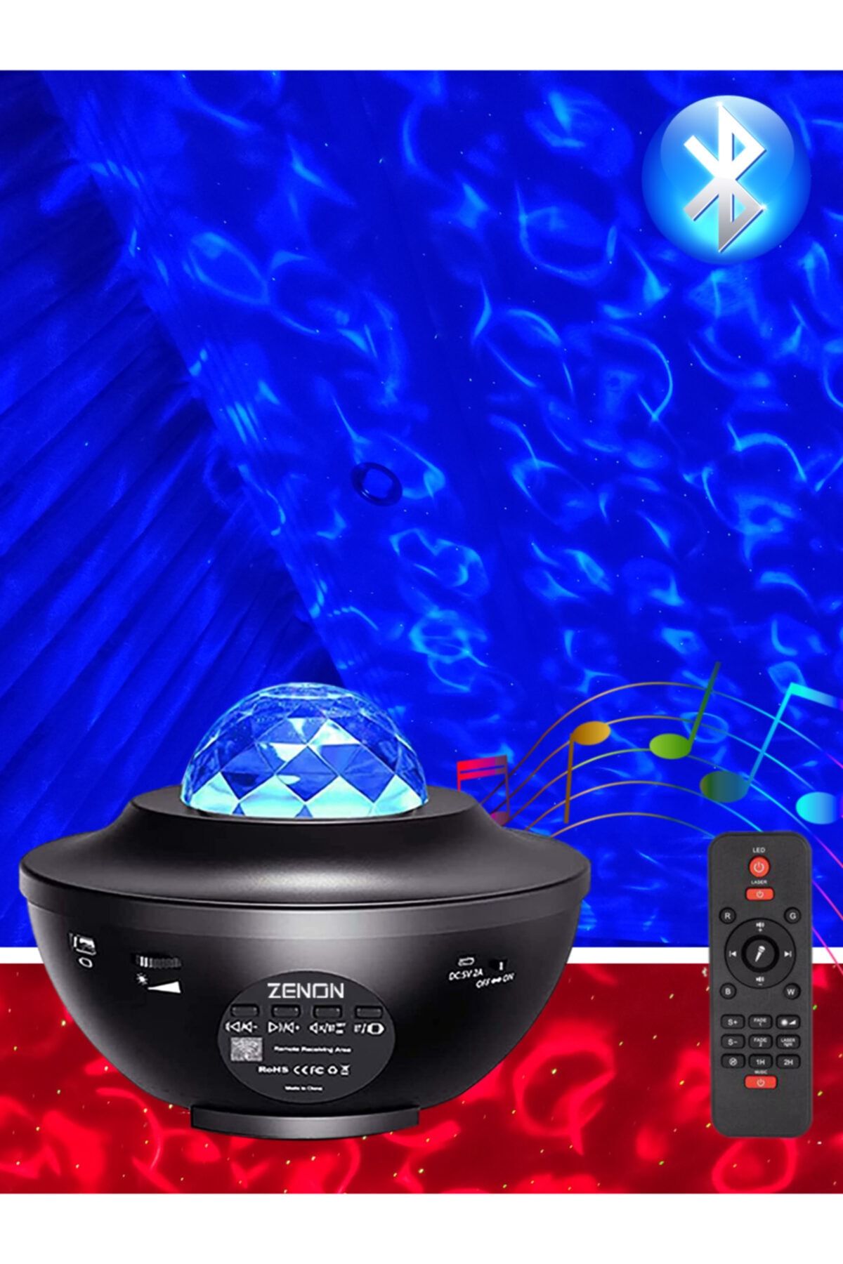 Starry Projektör Hoparlör Gece Lambası Siyah