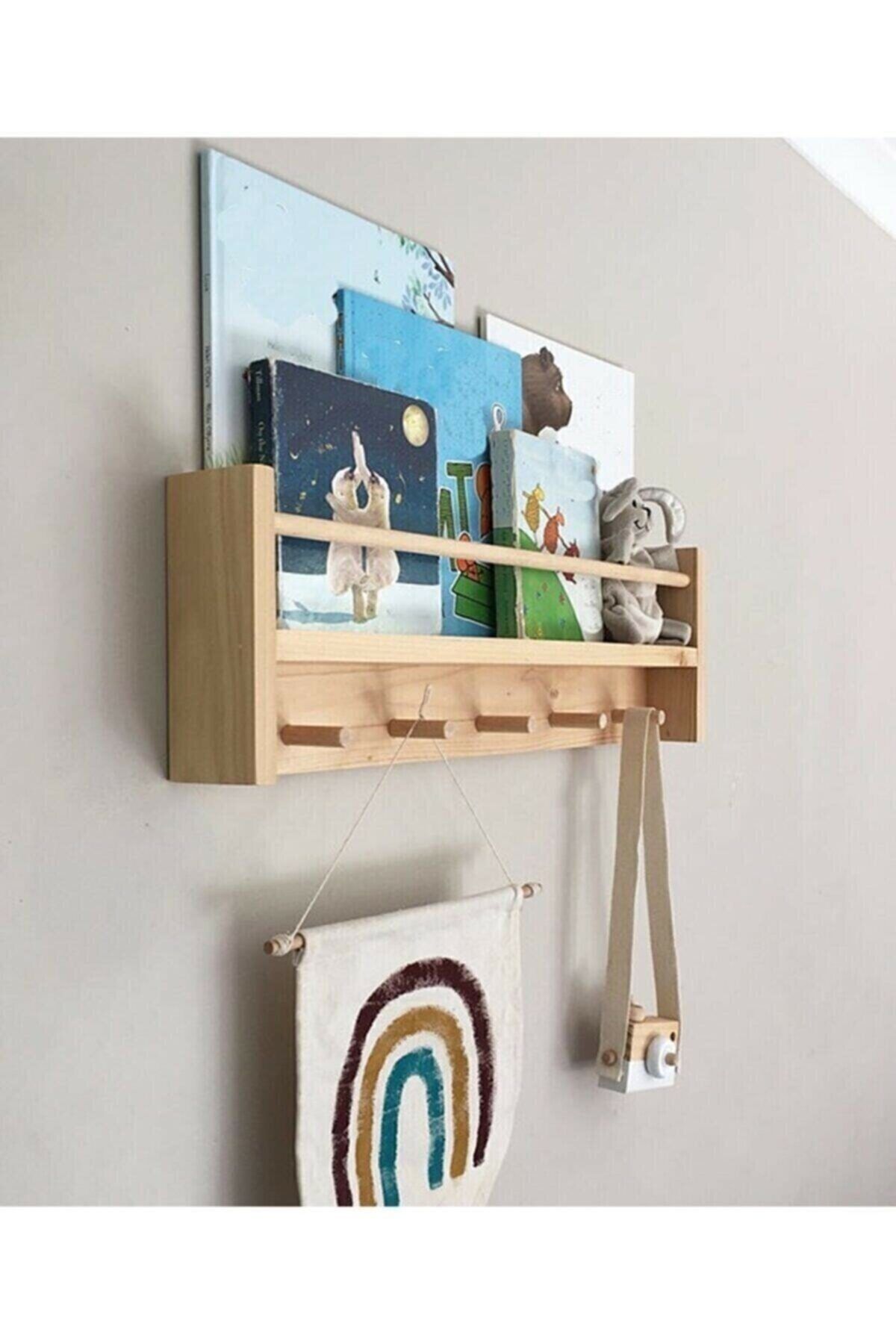 Ahşap Bebek Çocuk Odası Raflı Elbise Askilik - 40cm