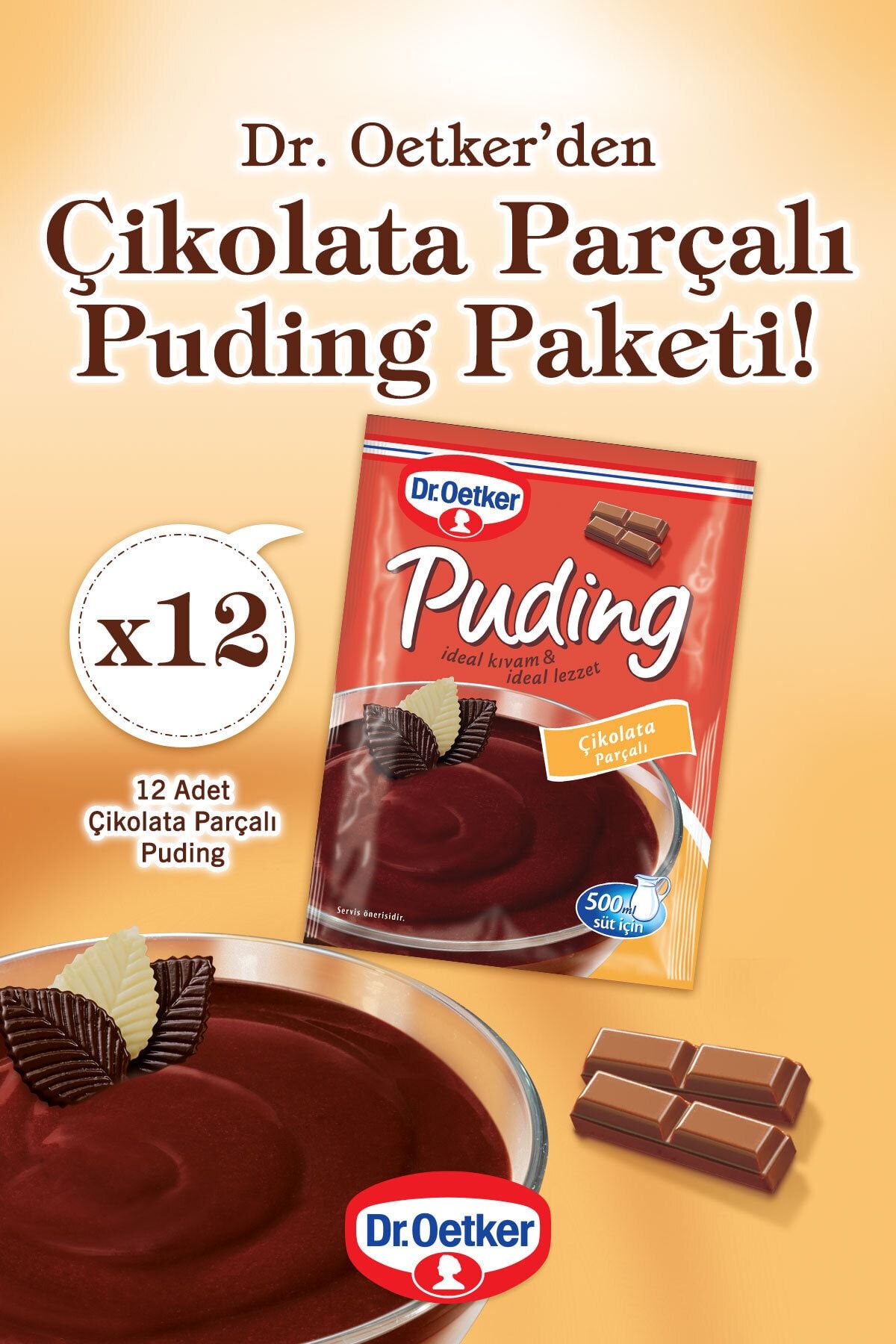 Puding Çikolata Parçalı 12'li