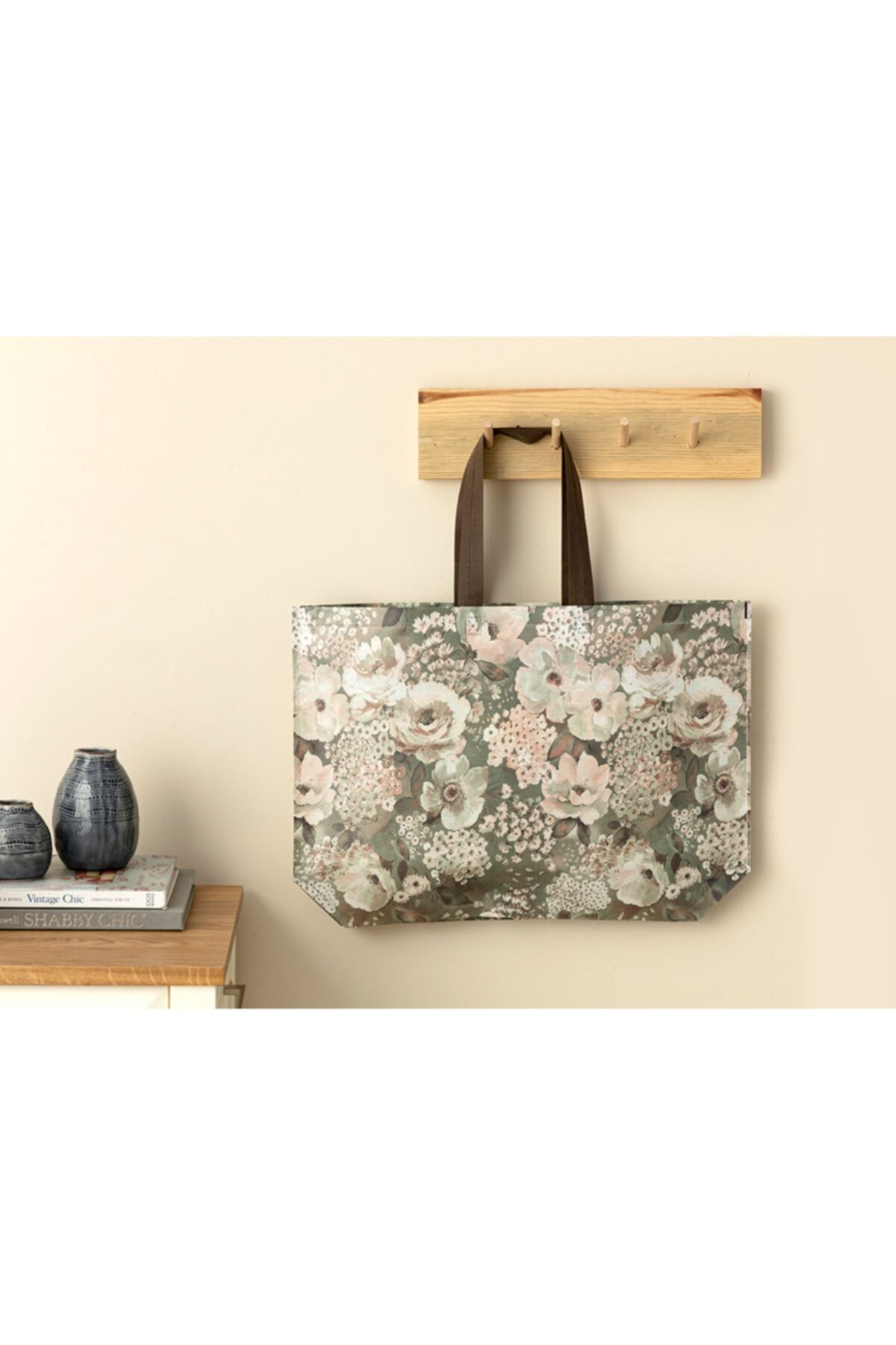 Flowers Alışveriş Çantası 54,5x38 Cm Gül Kurusu