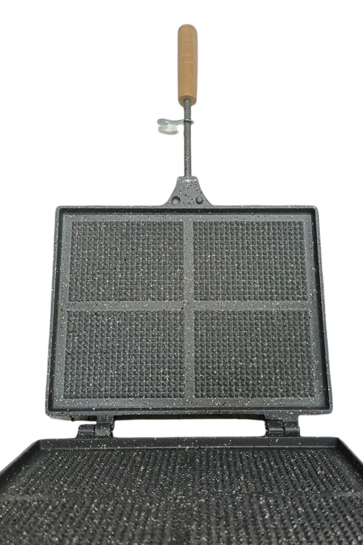 Ocak Üstü Mega Boy Granit Kaplama Tost Makinesi Waffle Makinesi (25X19CM)