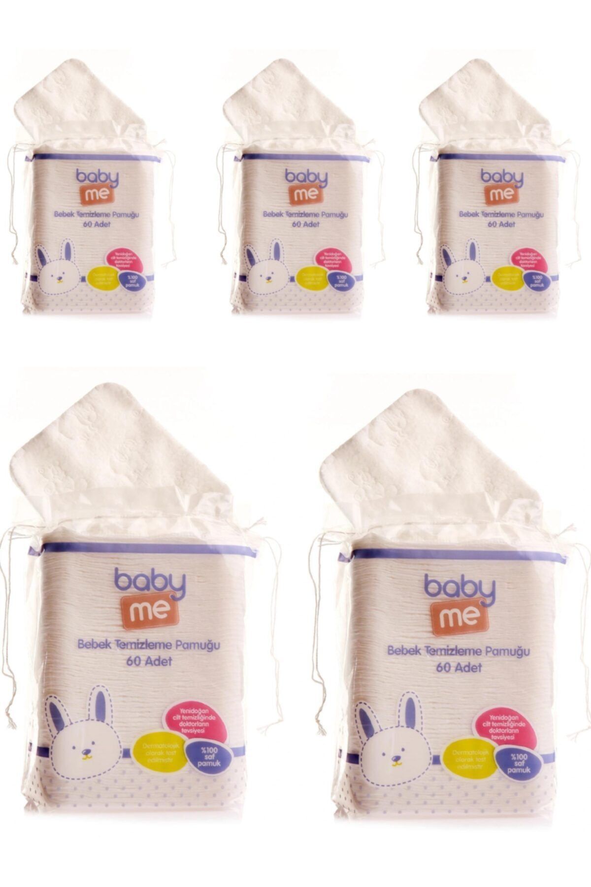 Bebek Temizleme Pamuğu 5 Li Paket 60 Adetli