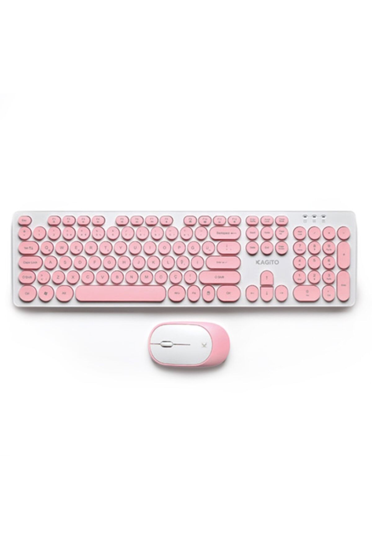 Retro Kablosuz Klavye & Mouse Set (pink)