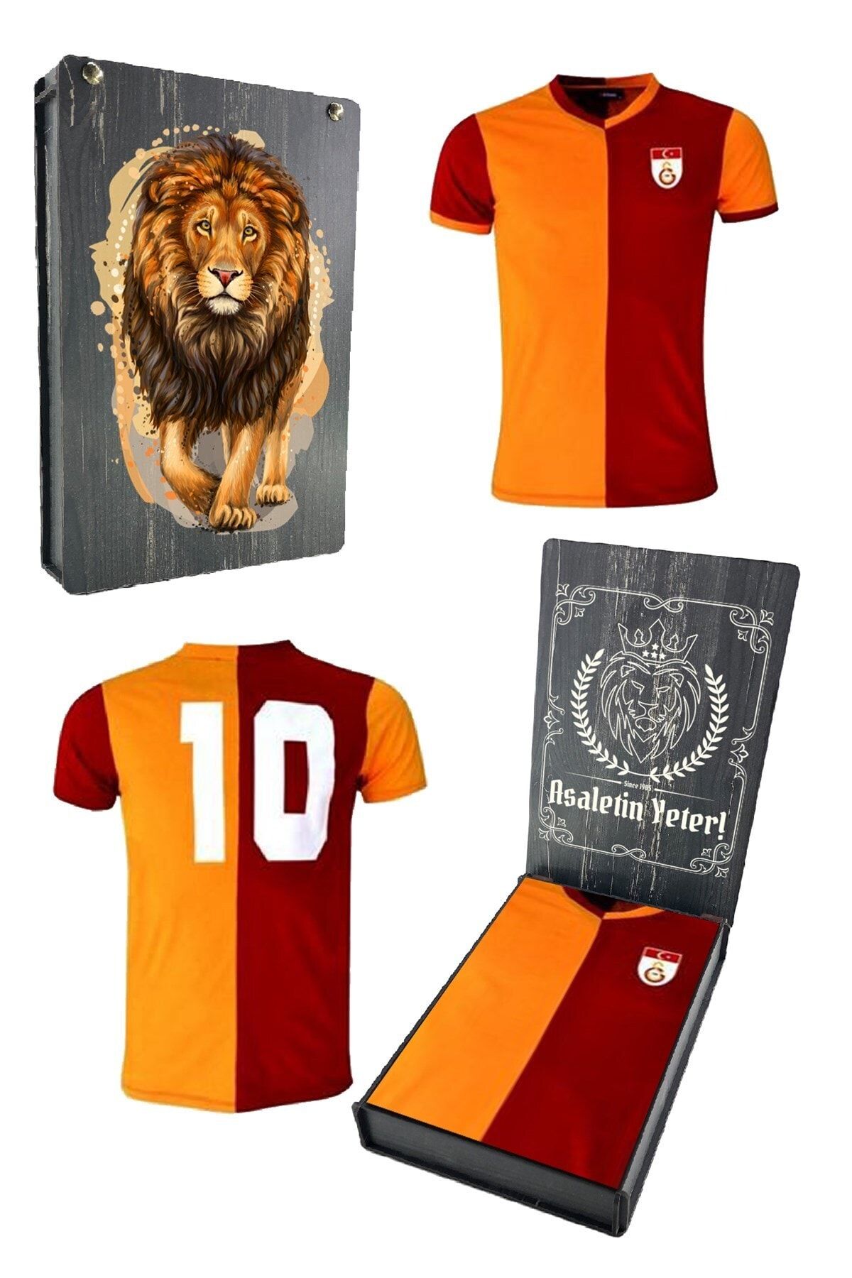 Orijinal Metin Oktay T-shirt Özel Tasarım Aslan Baskılı Hediyelik Ahşap Kutu