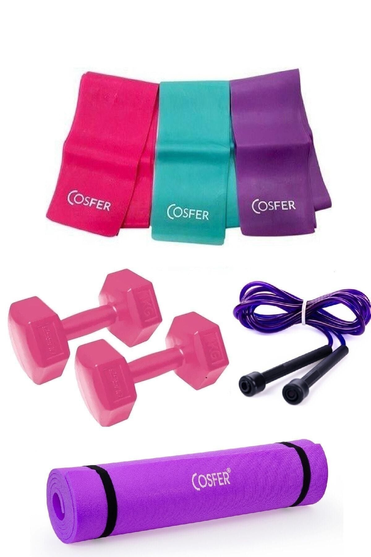 4 Parça Pilates Seti Mor Renk