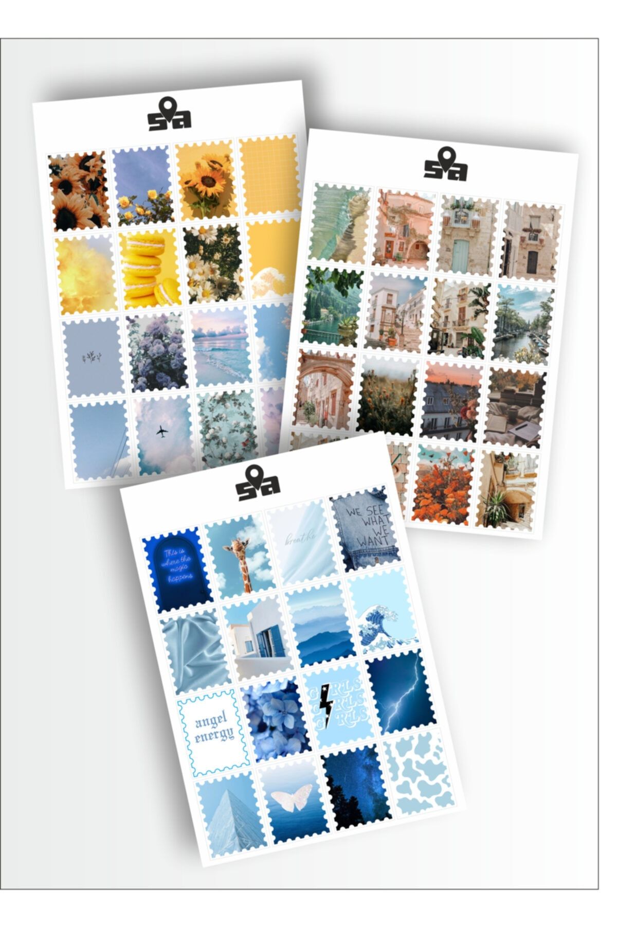 Blue Life Pul Şeklinde Sticker Etiket Seti
