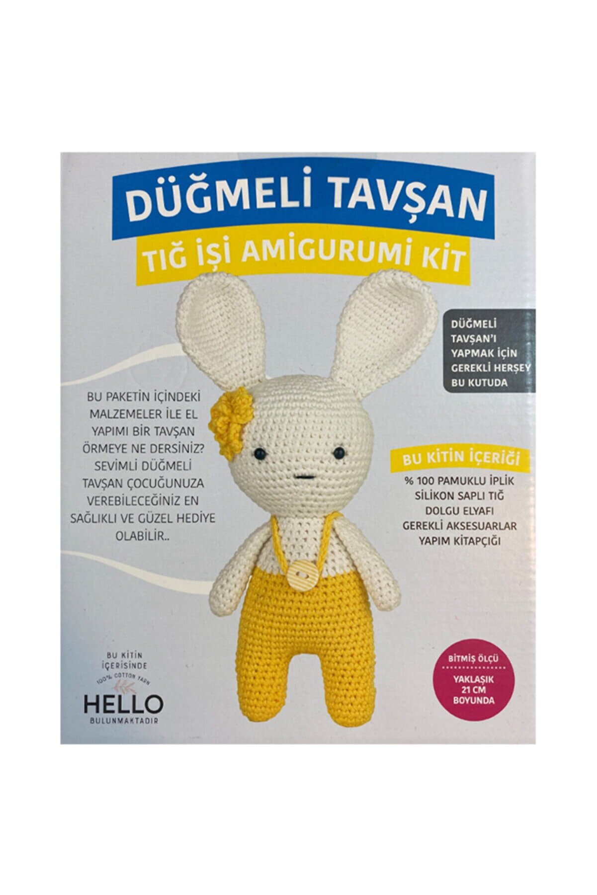 Düğmeli Tavşan Tuva Tığ Işi Amigurumi Kit