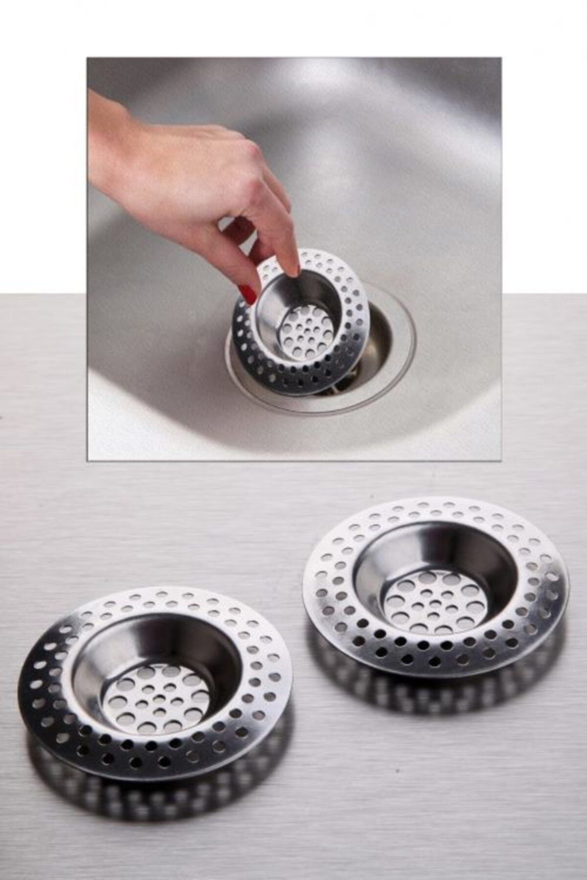 Metal 2'li Lüx Iri Delikli Lavabo Süzgeci