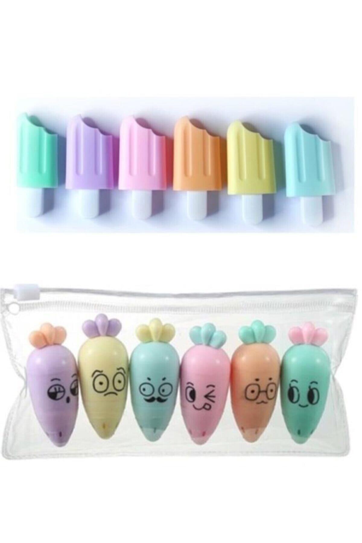 - Mini Dondurma Ve Havuç Fosforlu Kalem Seti - Egefotokopi&amp;kırtasiyeseti