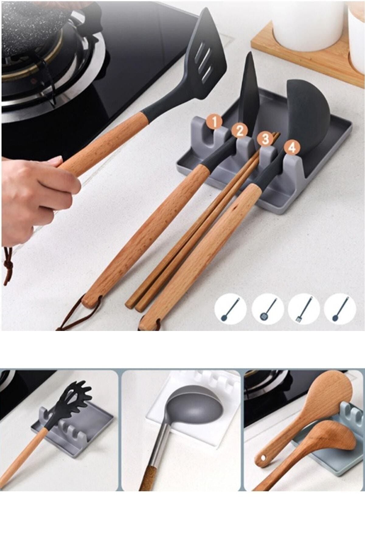 Tencere Kapak Tutucu Ve Kaşıklık Tencere Kapağı Standı Kaşık Kepçe Altlığı Düzenleyici Organizer