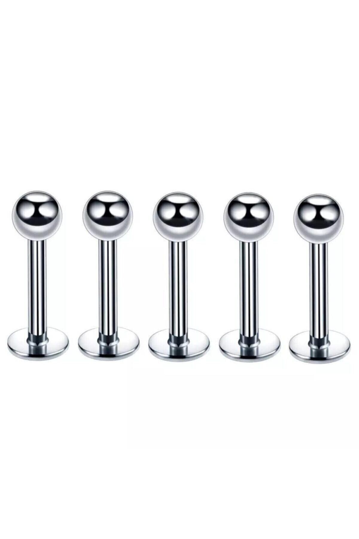 316l Cerrahi Çelik Gümüş Renk 5li Set Tragus Helix Piercing