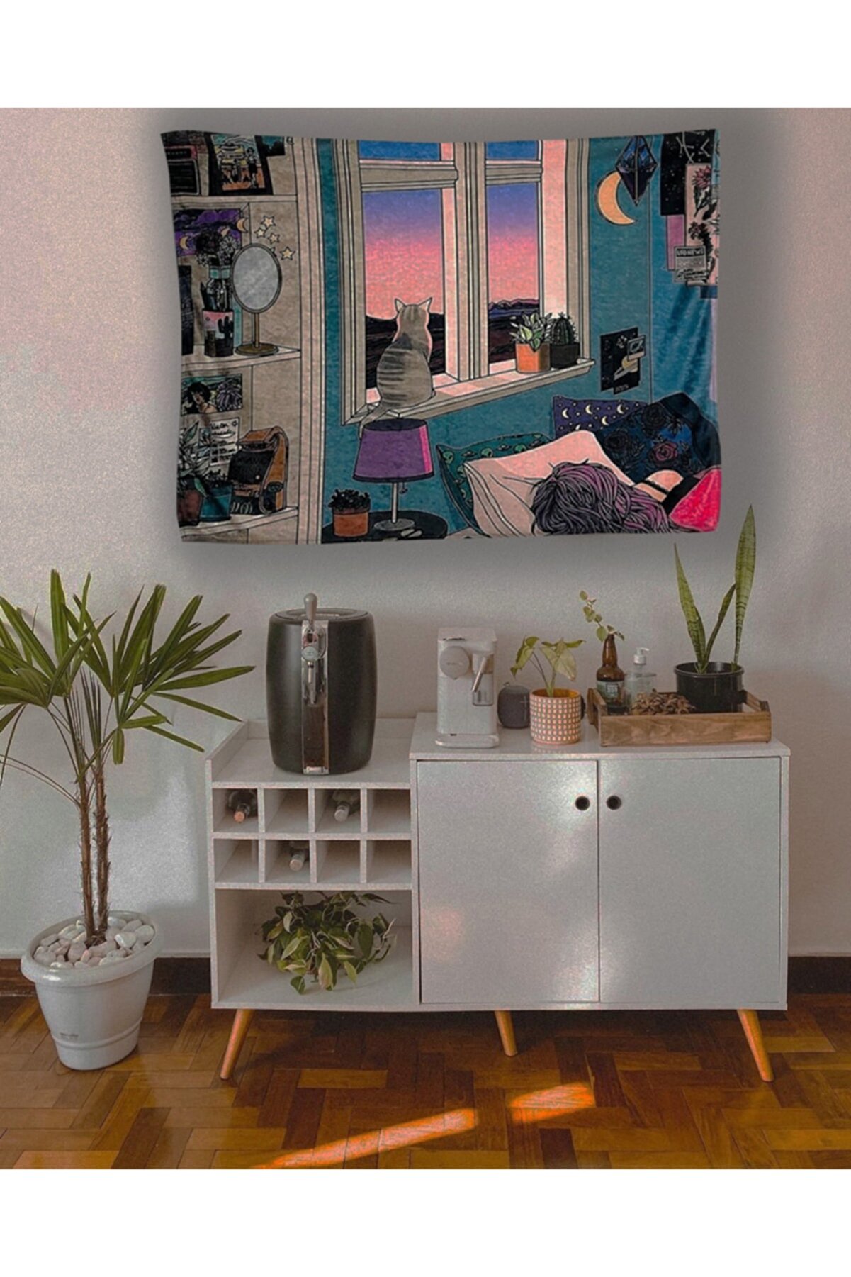 Oturan Kedi Duvar Halısı Duvar Örtüsü Tapestry