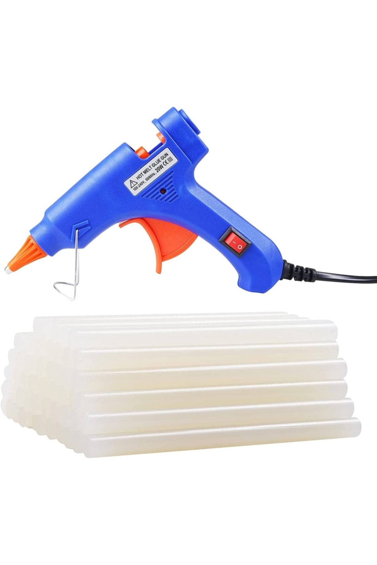 20watt Sıcak Silikon Tabancası + 10 Adet Çubuk Slikon Çekme Eritme Tabanca Şeffaf Mum Yapıştırıcı