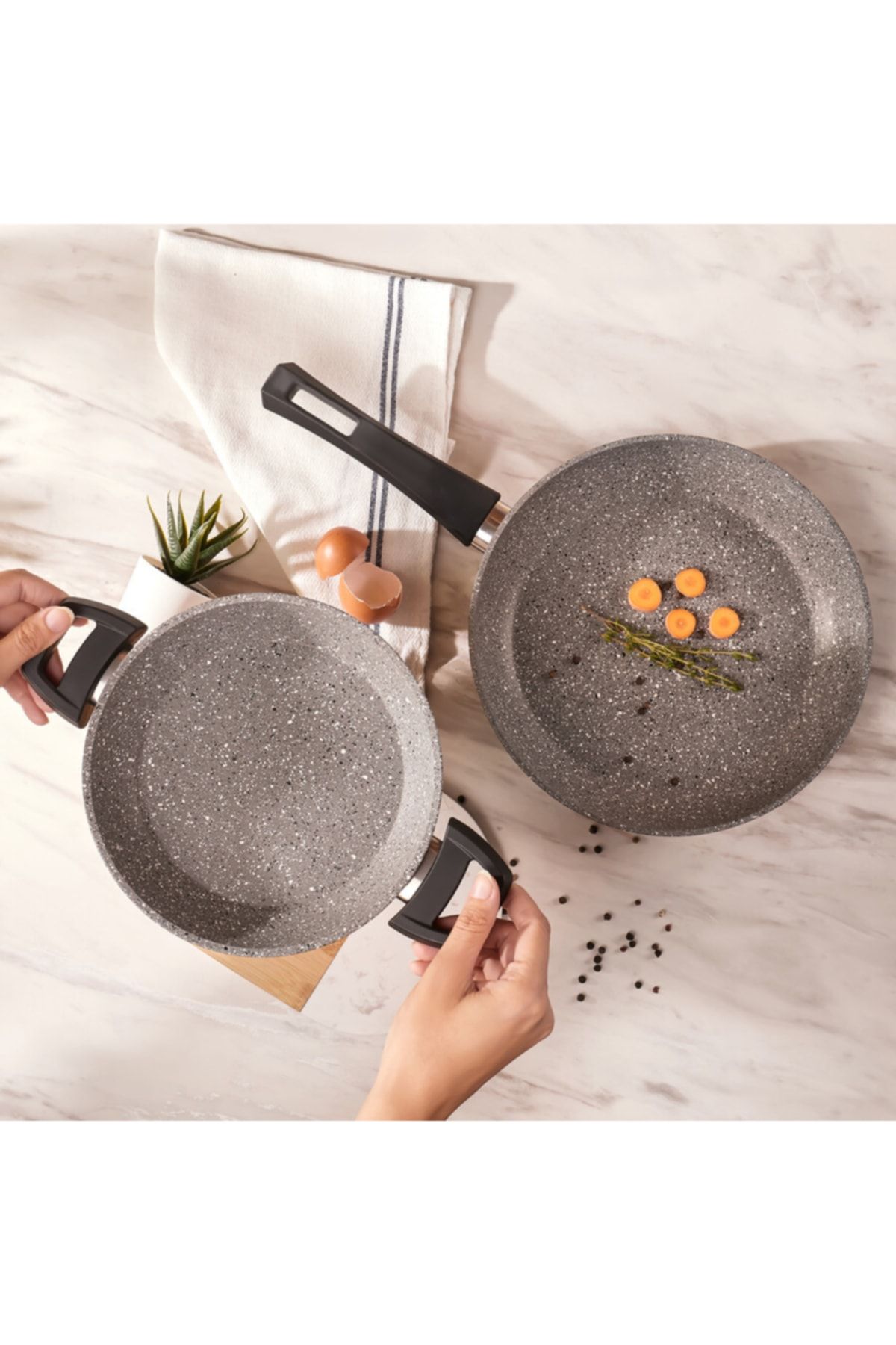 Gris Bio Granit Tava ve Sahan Seti