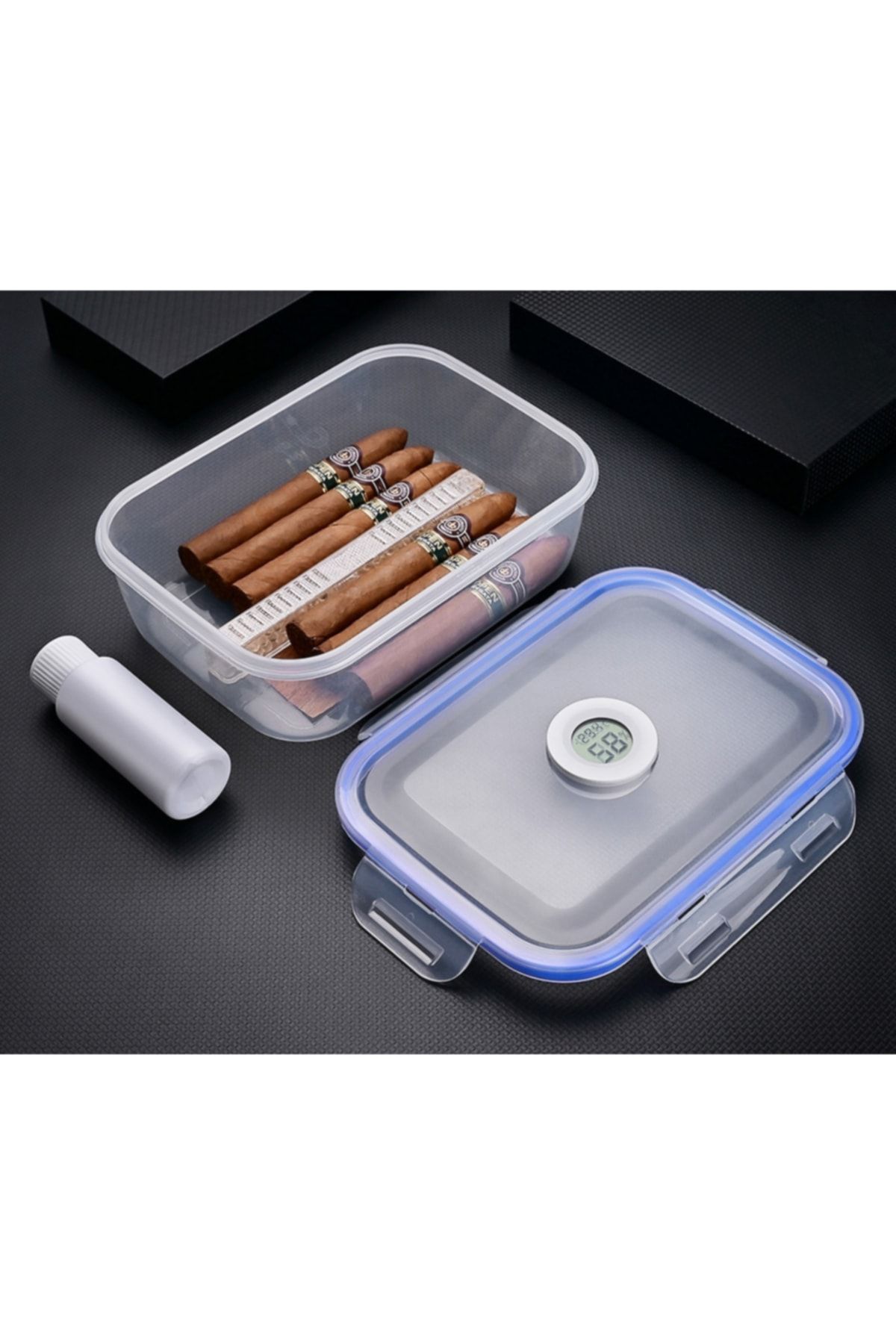 Şeffaf Humidor Puro Kutusu Akrilik 15 - 20 Puro