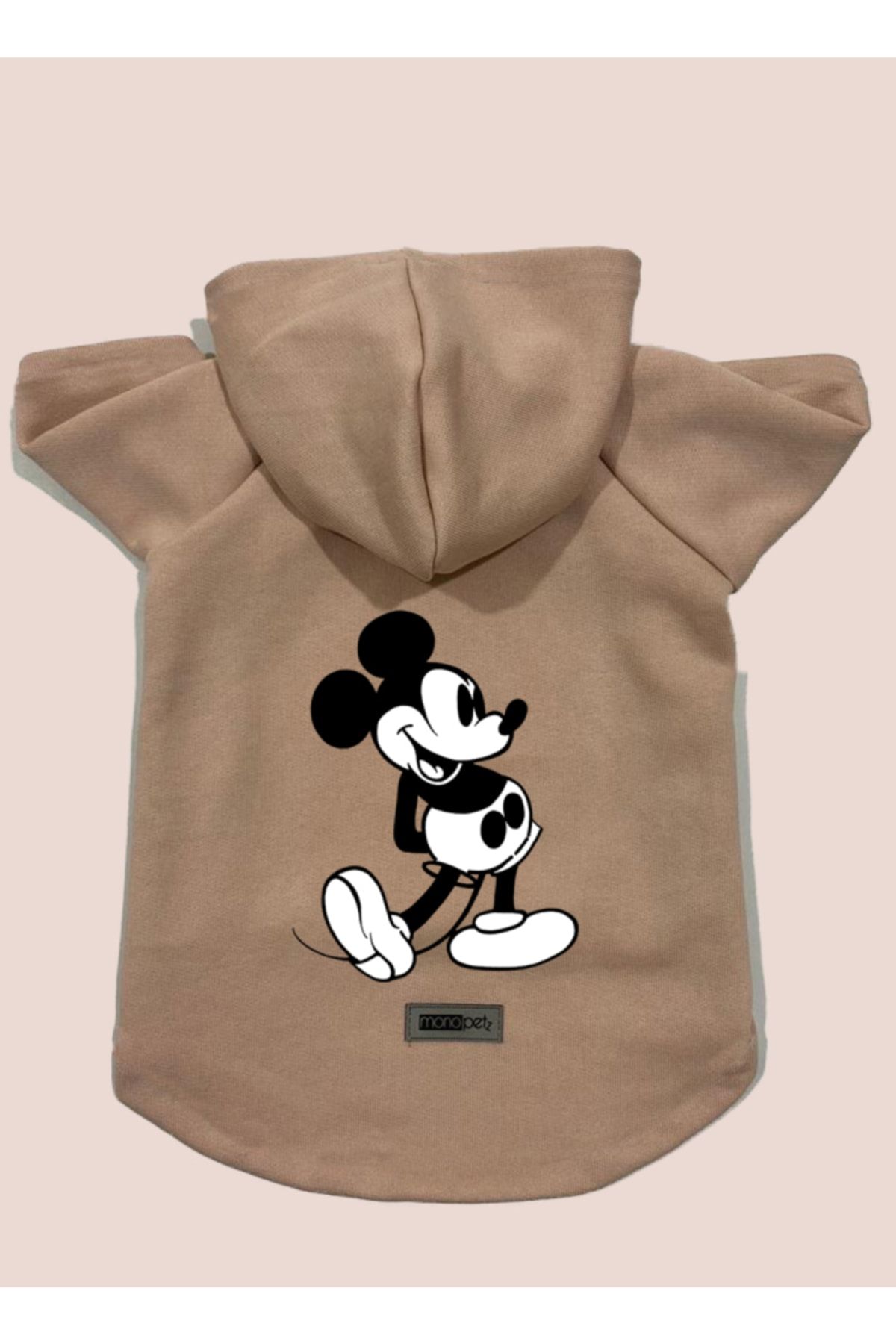 Kapişonlu Sweatshirt Köpek Ve Kedi Kıyafeti   Pudra Mickey Mouse