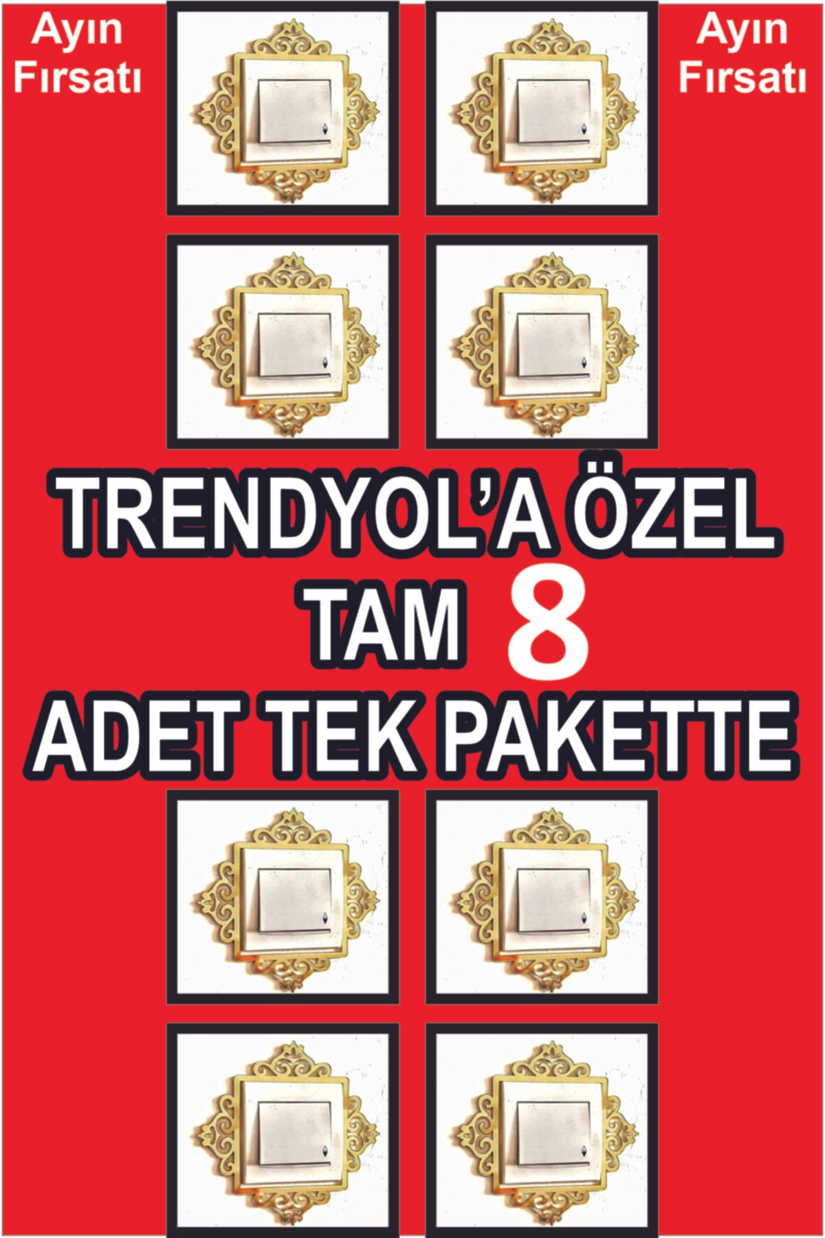 Priz Anahtar Çerçevesi 8 Adet Gold