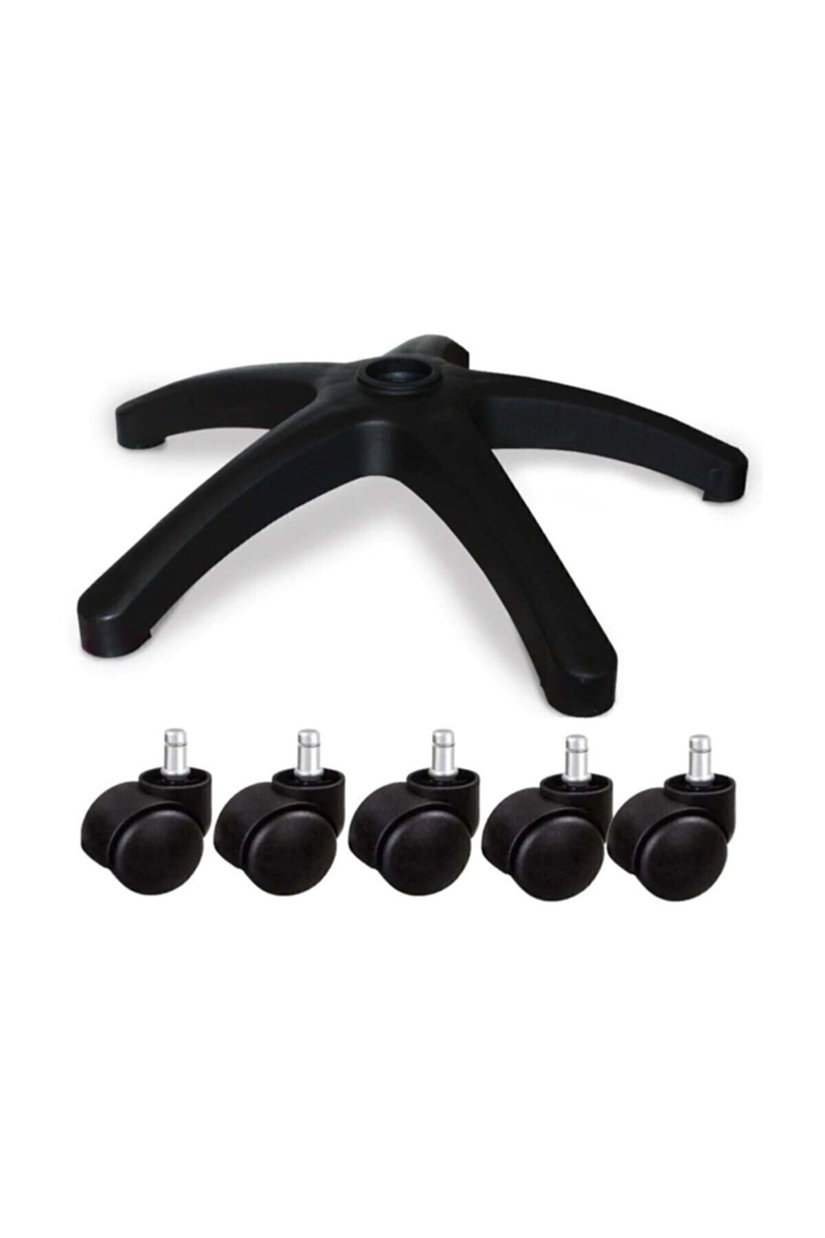 Ofis Koltuğu Ayağı Yıldız Ayak + 5 Tekerlek Sekreter Koltuğu Tekerleği - Mobilya Bağlantı Elemanları