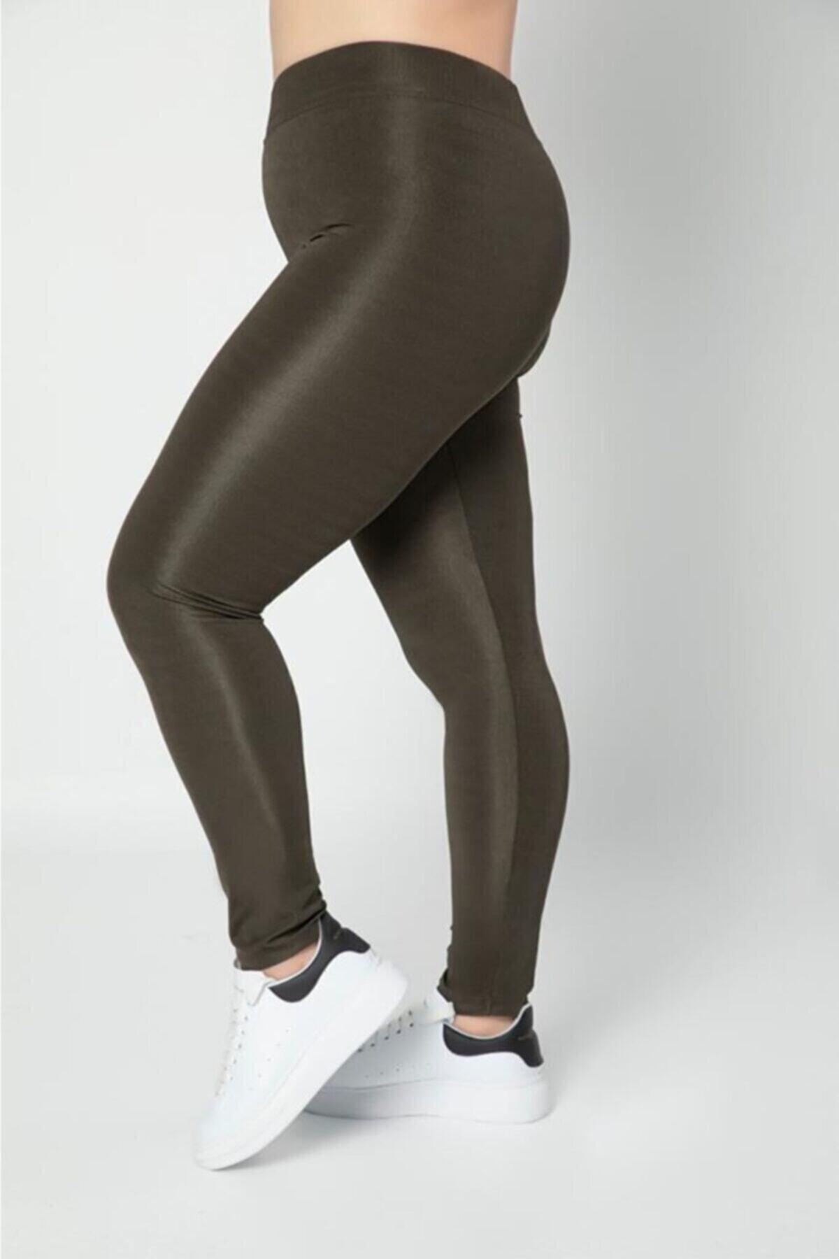 Kadın Toparlayıcı Büyük Beden Parlak Disko Tayt