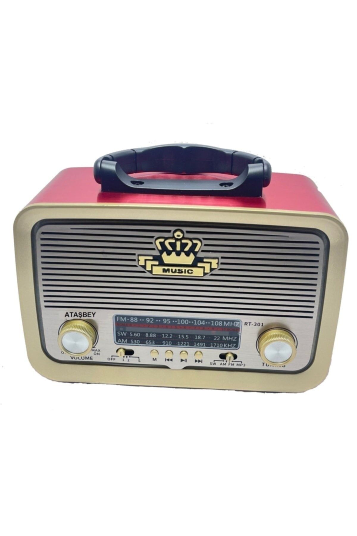 RT-301 Kırmızı Nostaljik Görünümlü Bluetoothlu USB-SD Card Mp3 Çalar Radyo Müzik Kutusu