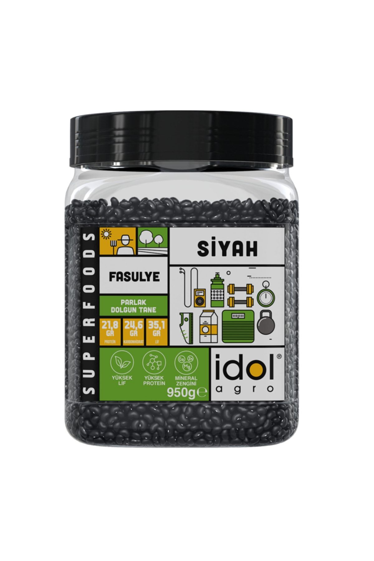 Siyah Fasulye - 950 gr - Superfoods - Yüksek Protein Lif, Iri Ince Kabuklu Tane