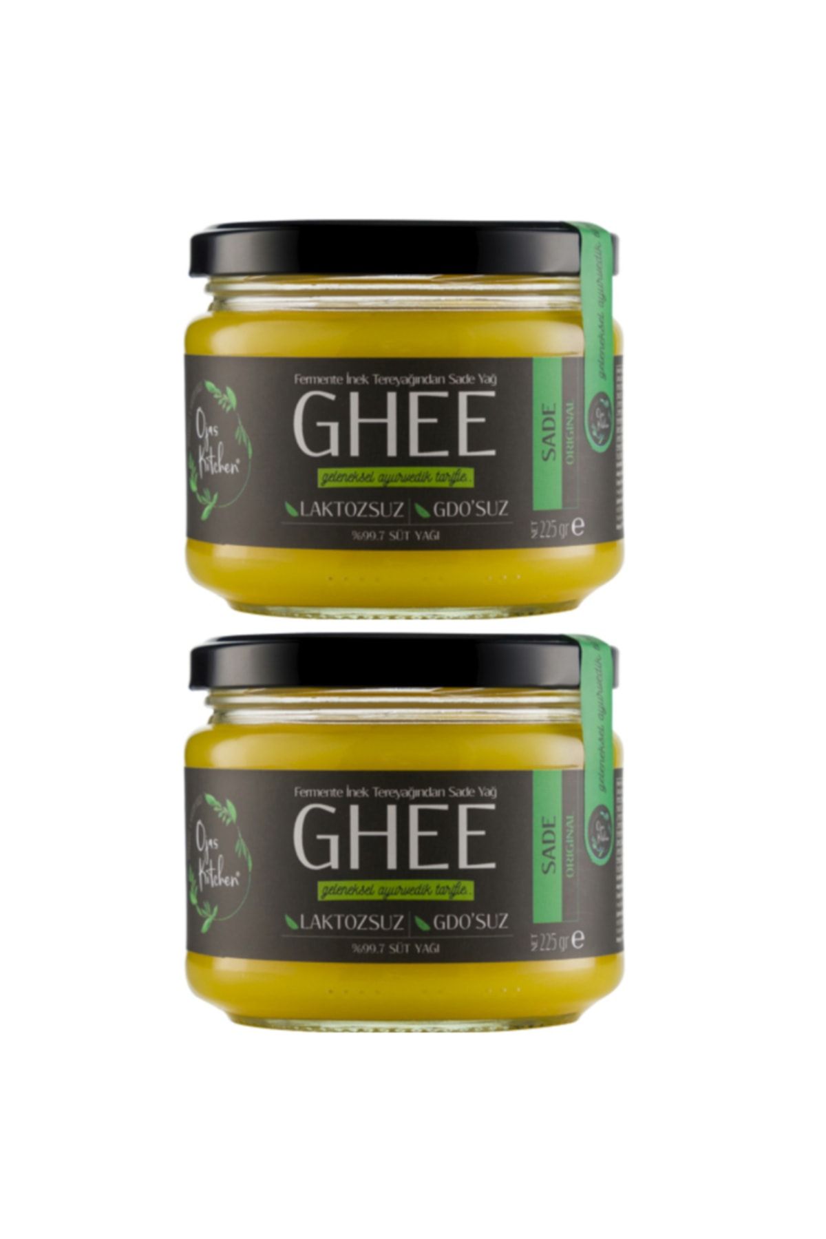 2 Li Sade Yağ / Sade Ghee 2 X 225 gr Laktozsuz, Kazeinsiz, Gdo' Suz - Saf Yağ