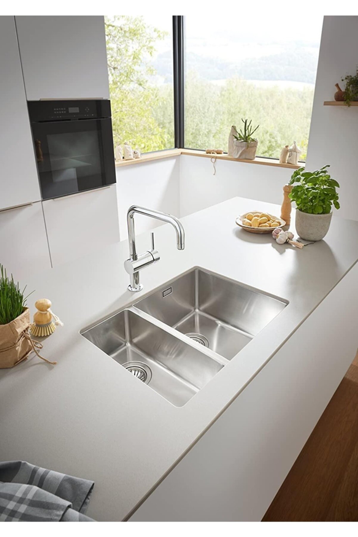 1,5 Göz 44x58 Cm El Yapımı Paslanmaz Çelik Evye