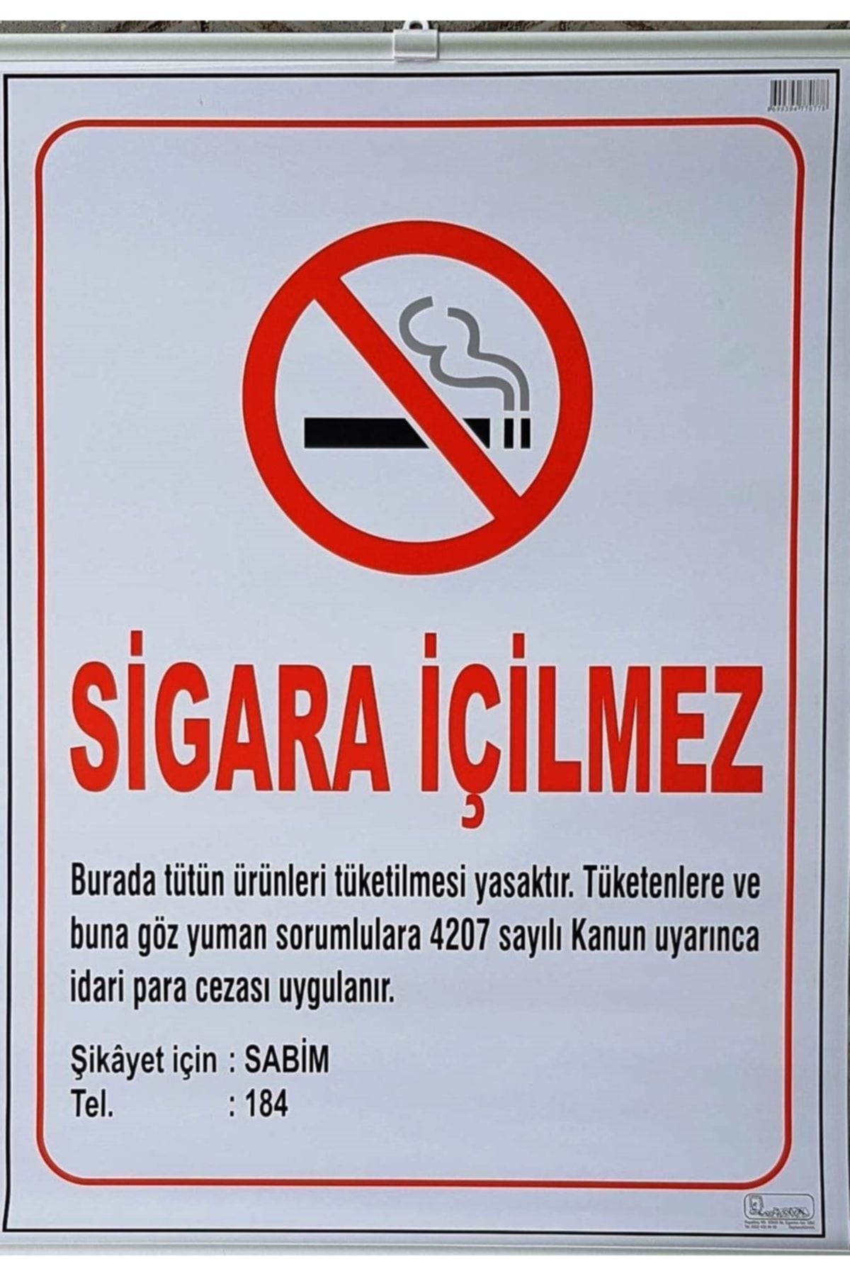 Sigara Içilmez Uyarı Ikaz Levhası Askılı Çıtalı 50 Cm X 70 Cm