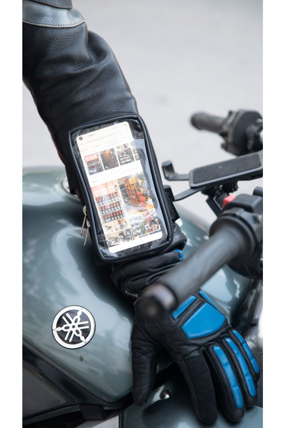 Motosiklet Kola Takılan Çantalı Telefon Tutucu 6.7 İnç Kadar