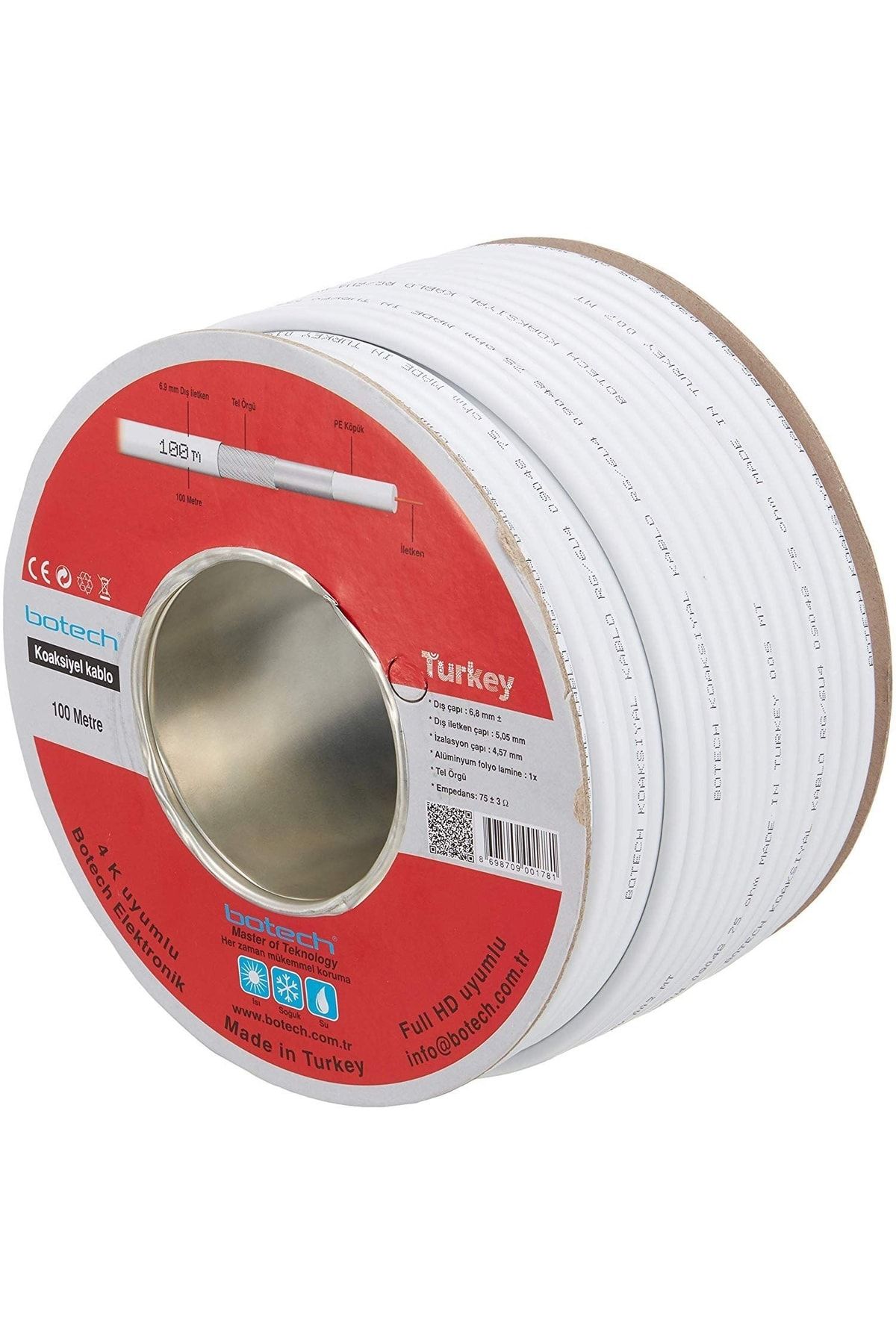 Rg6u4 48 Tel Kaliteli Anten Kablosu - 100 Metre Rulo