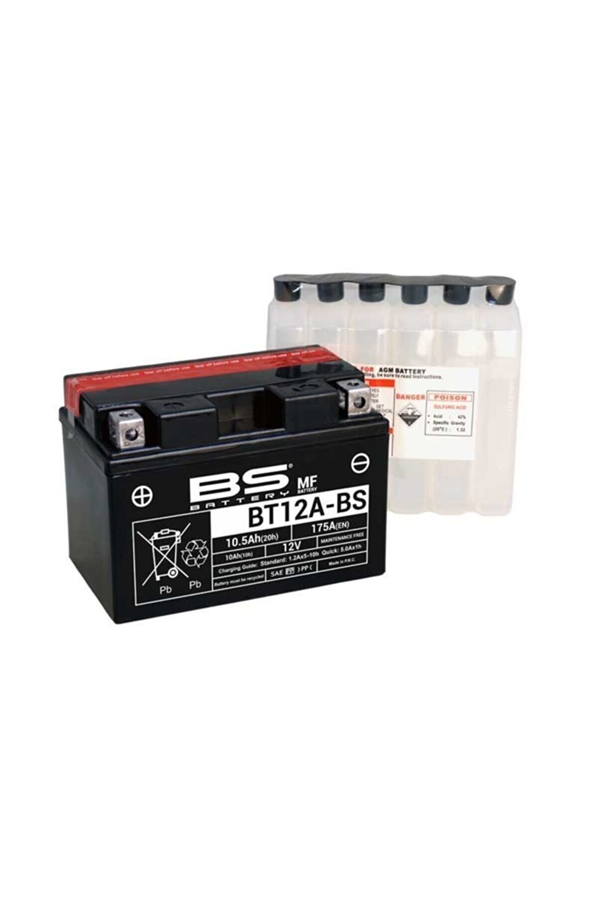 Bs Bt12a-bs ( Yt12a-bs ) 12v-10 Amper 175 Cca Bakımsız Akü