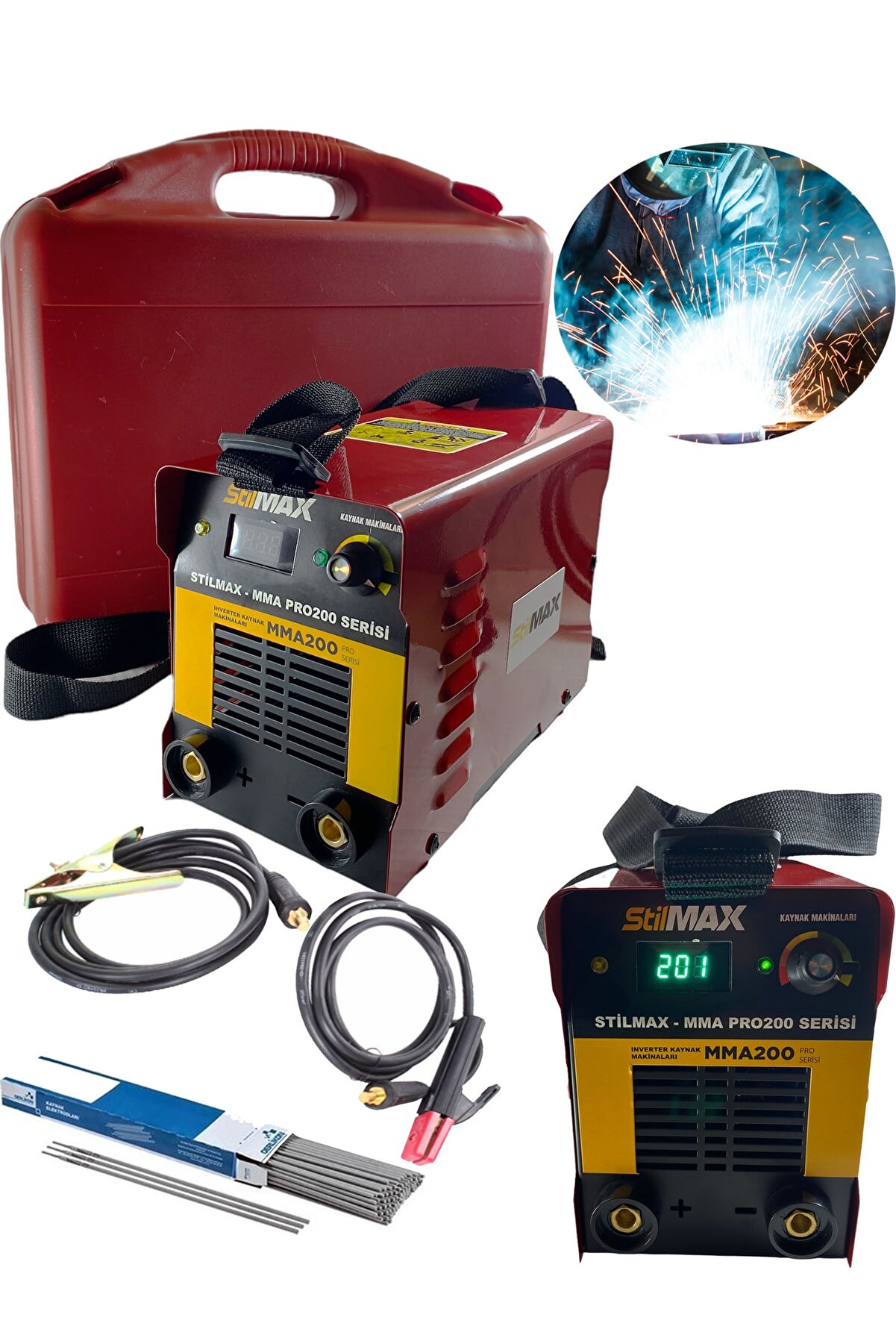 201 Amper Çift Kartlı Turbo Fan Soğutmalı Dijital Invertör Kaynak Makinesi + Magmaweld Elektrot Set