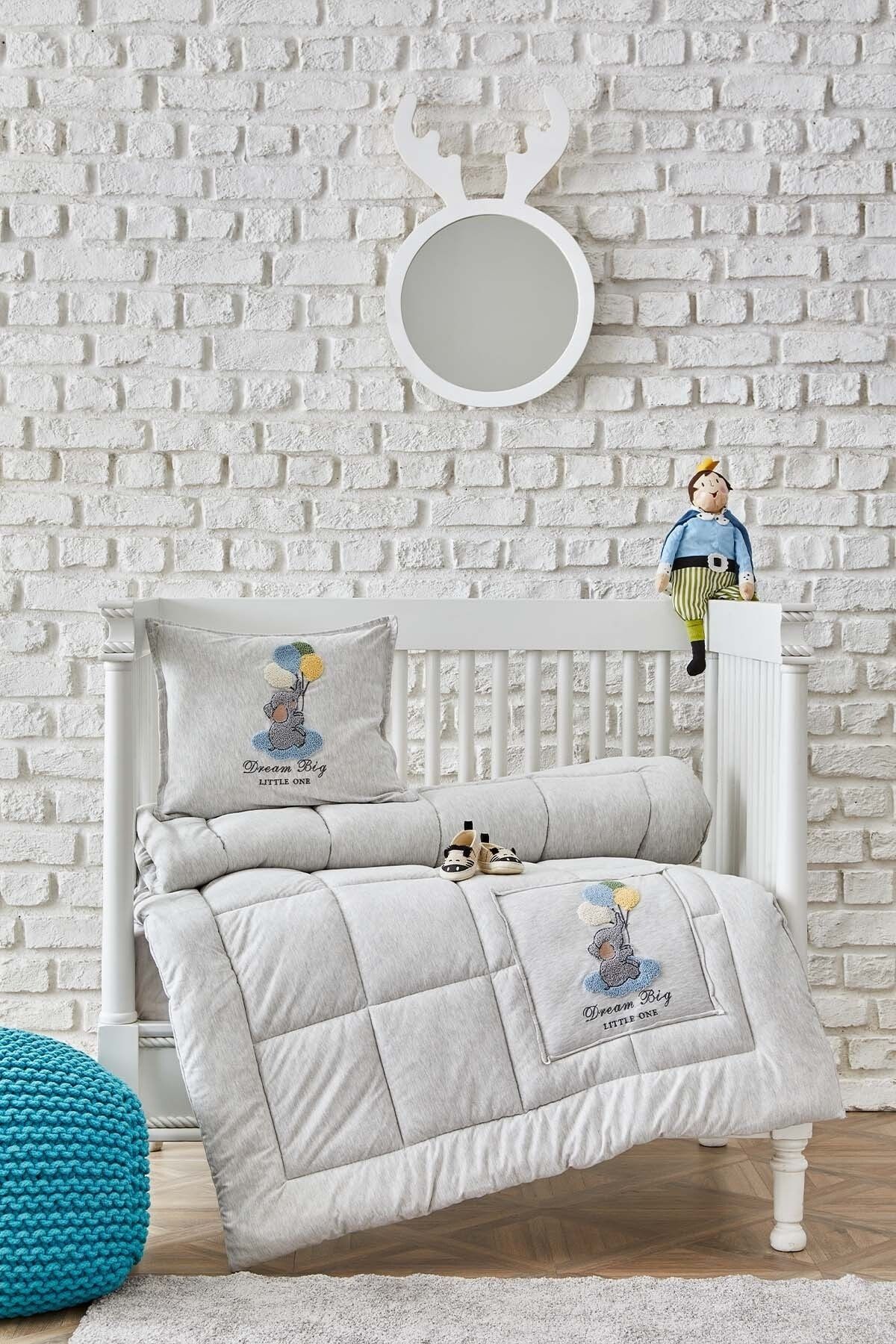 Softy Dream Big Açık Gri Bebek Cotton Comfort Set