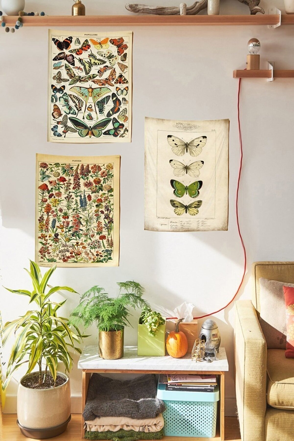 Botanik Kelebek 3 'lü Duvar Halısı Seti