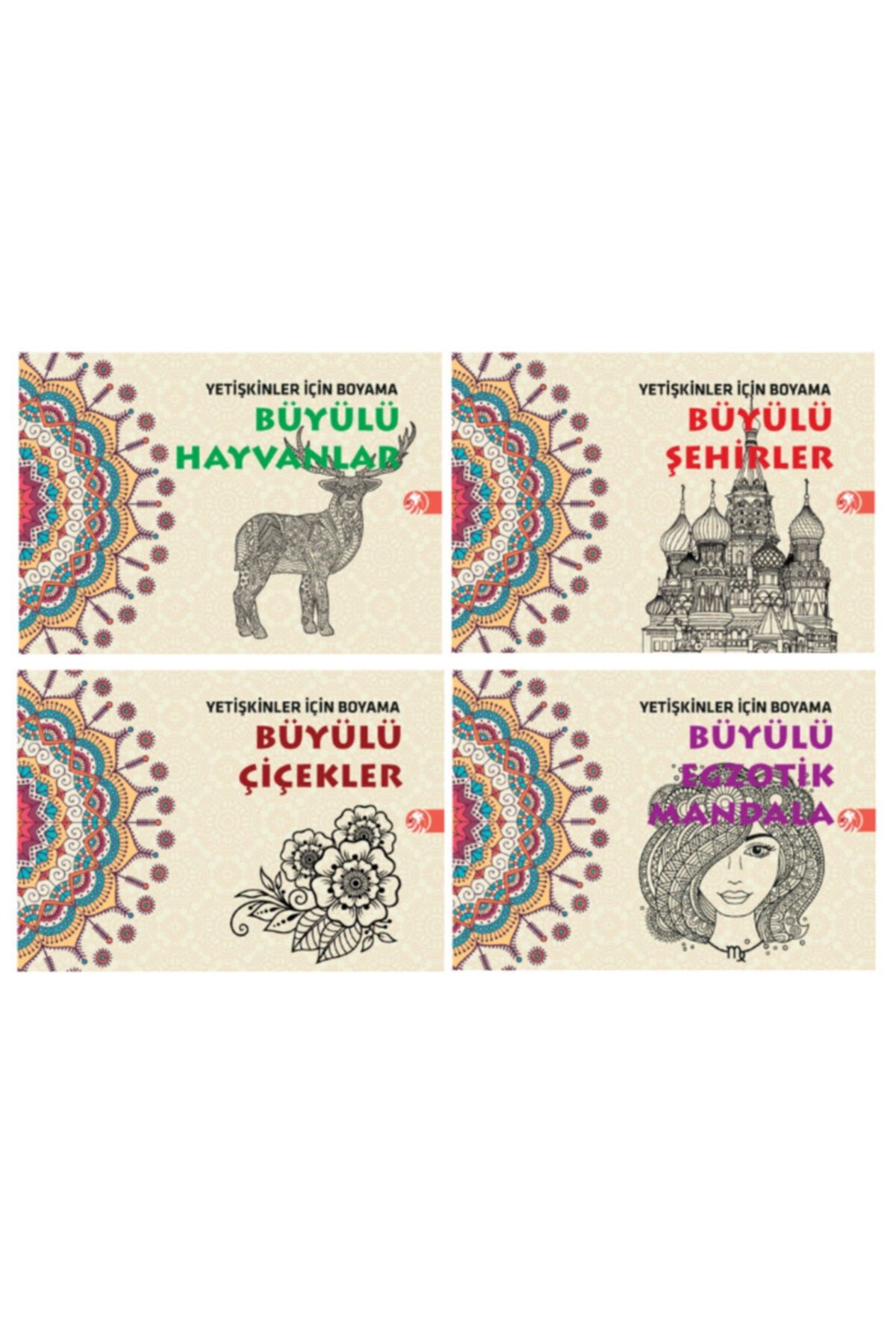 Yetişkinler Için Boyama Kitabı Seti - MANDALA (4 Kitap)