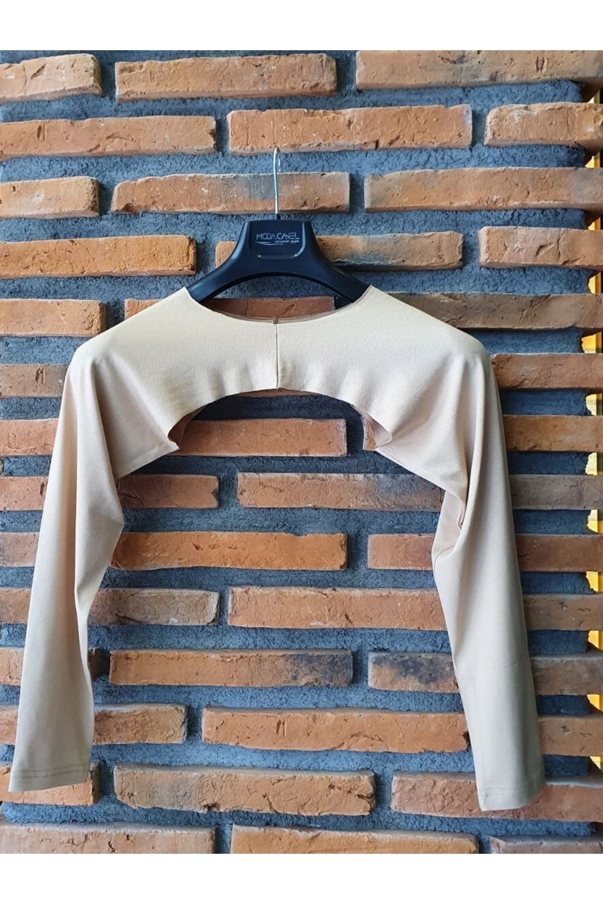 Bolero Krem Renk Tesettür Içe Giyilen Uzun Kol Bolero Içlik