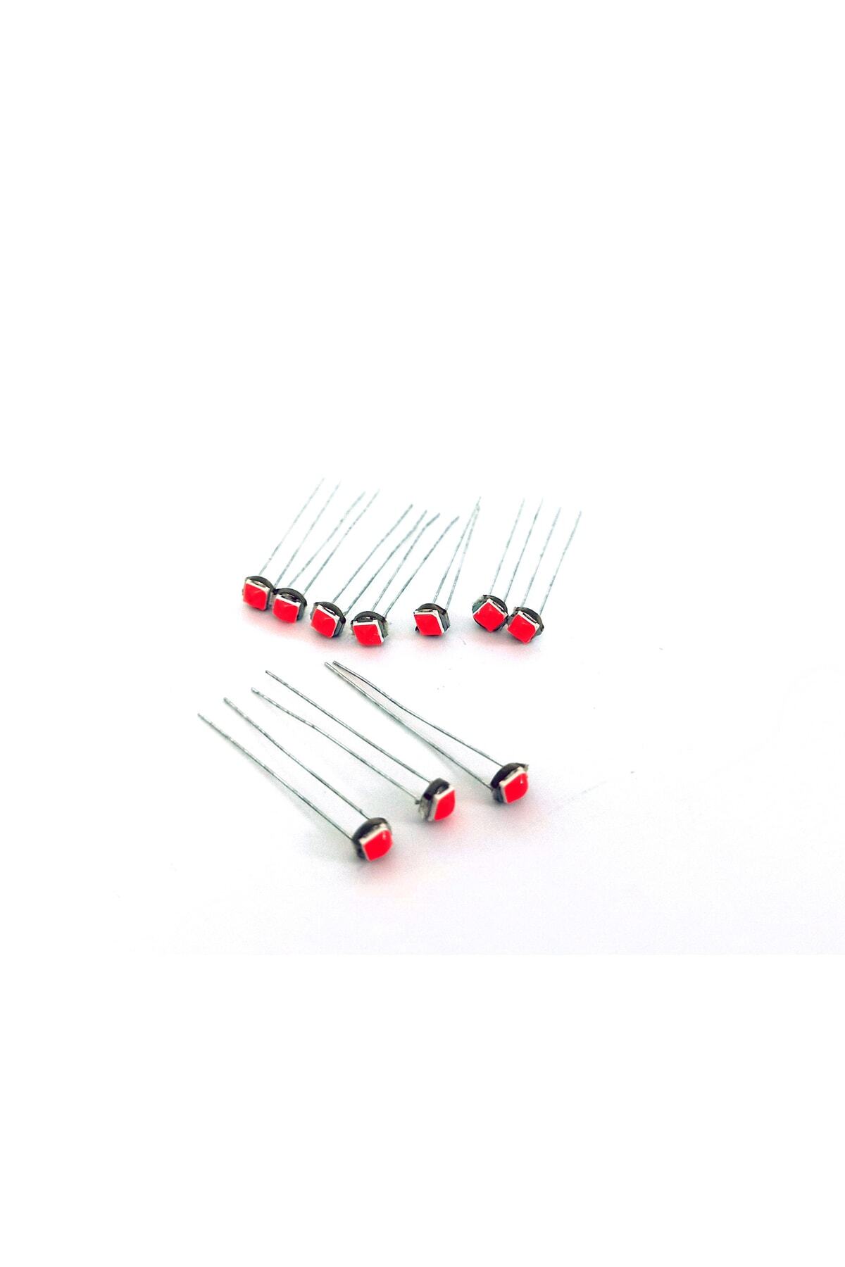 Premium T5 T4 10'lu Ince Bacaklı Kıl Led Mini Led Ampul Parlak Kırmızı