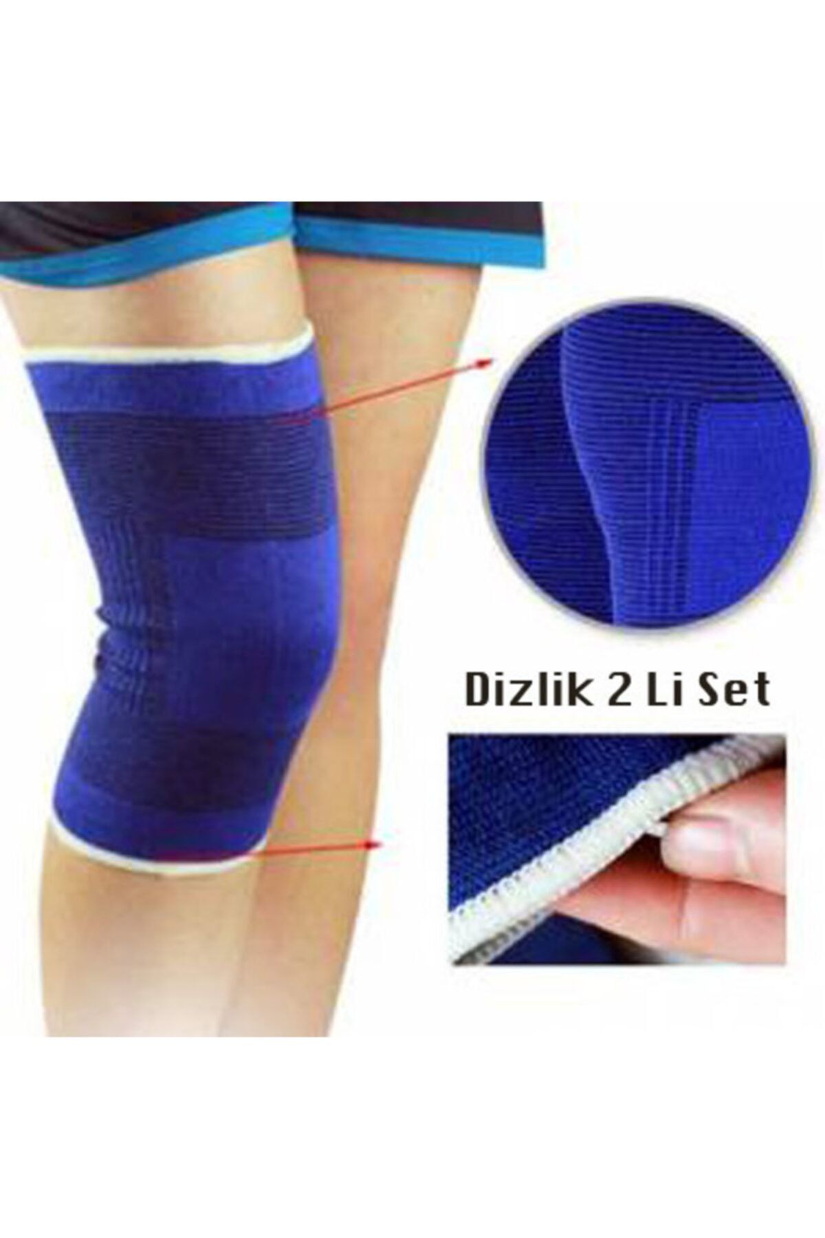 Dizlik 2 Li Set Dirsek Diz Koruyucu Mavi Sporcu Dizliği 2 Adet Dizlik Elastik Diz Bandı